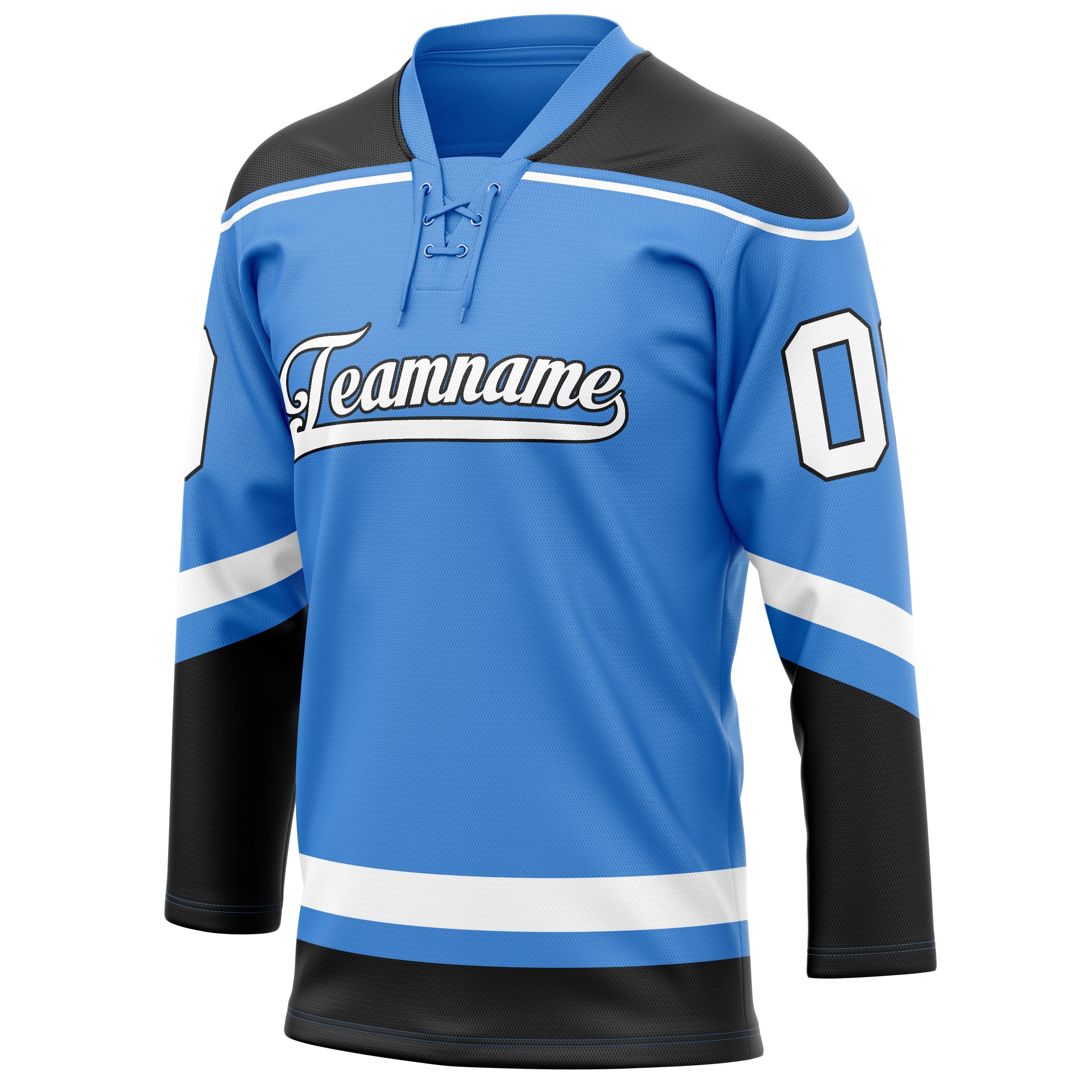 Custom Electric Blue White Solid Colour Hockey Jersey