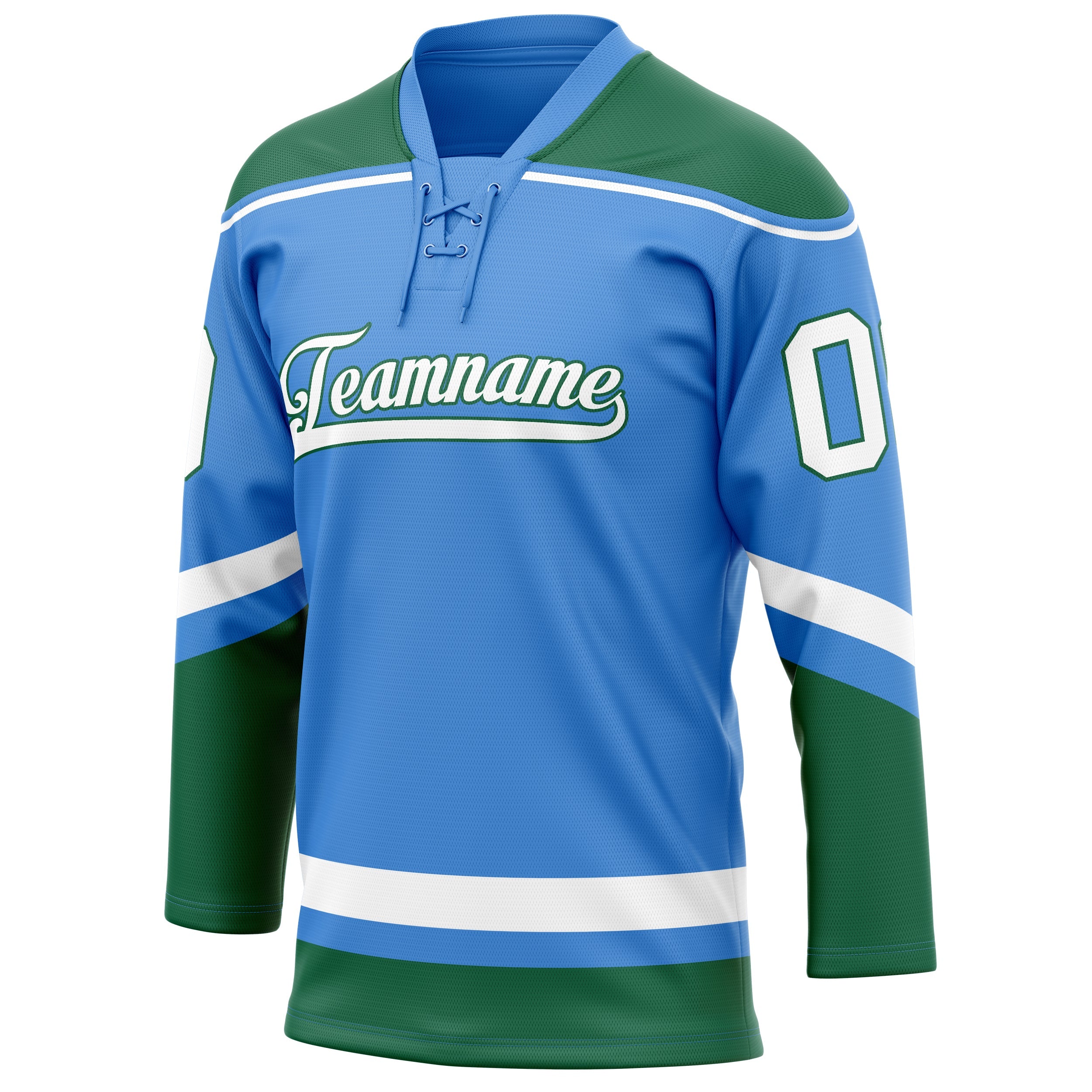 Custom Electric Blue Kelly Green Solid Colour Hockey Jersey