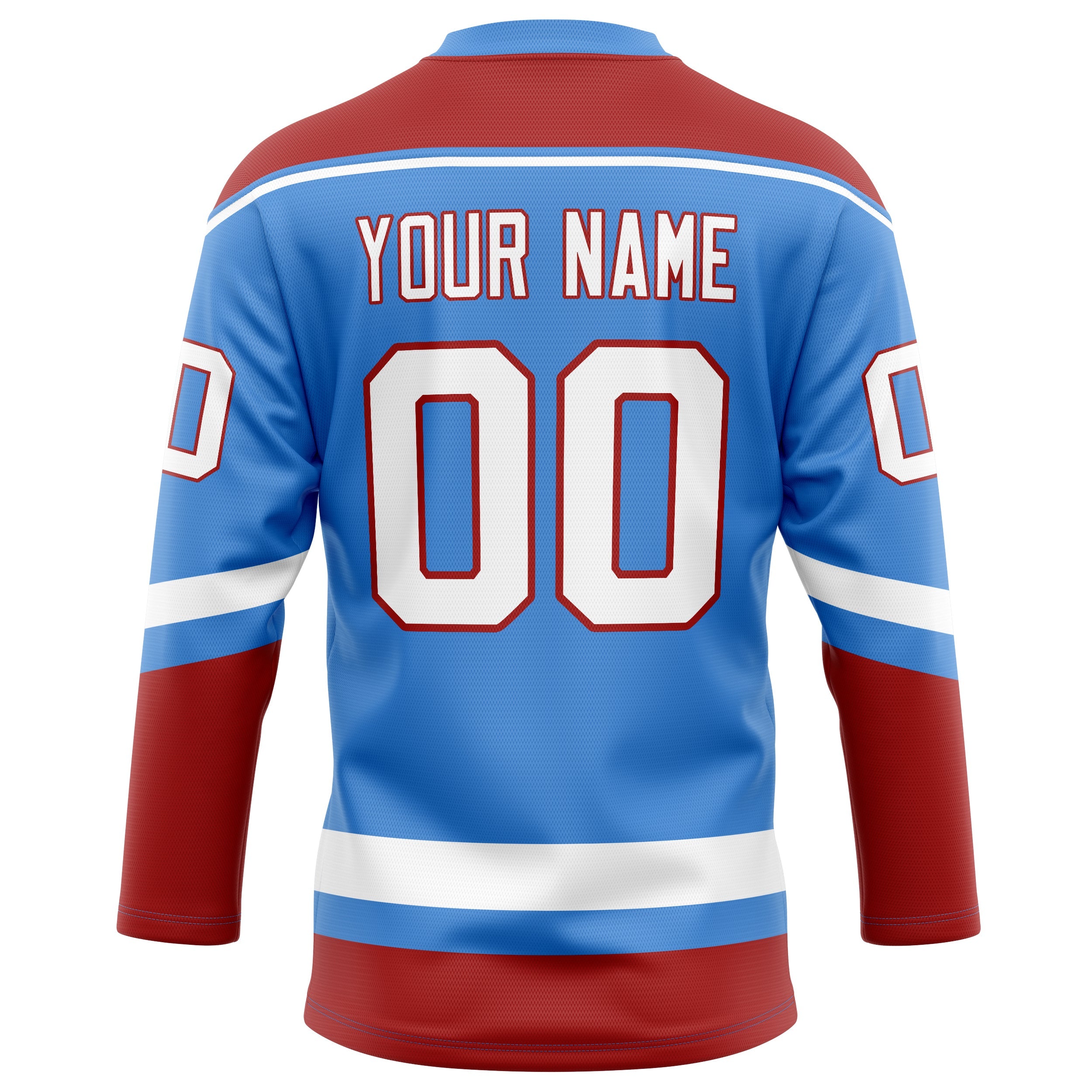 Custom Electric Blue Red Solid Colour Hockey Jersey