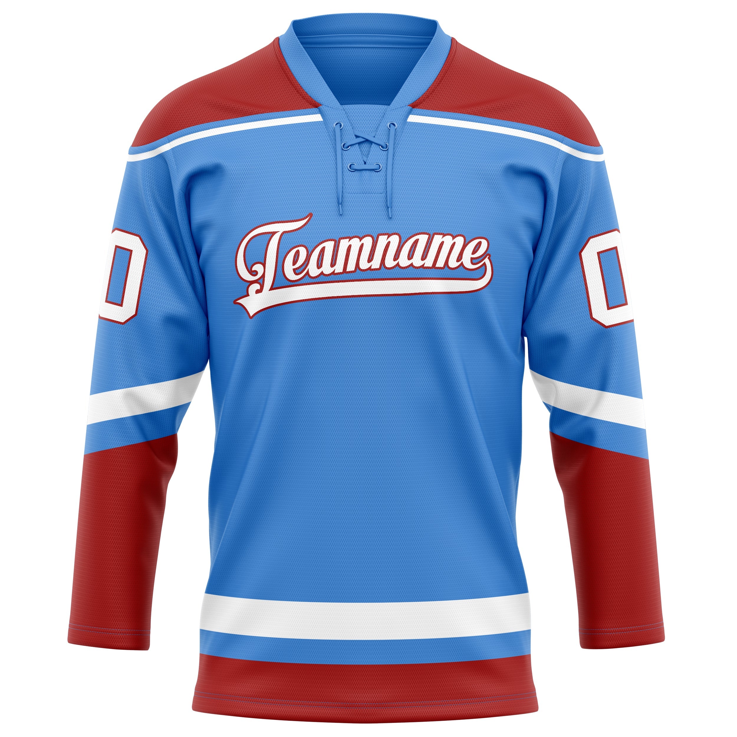 Custom Electric Blue Red Solid Colour Hockey Jersey