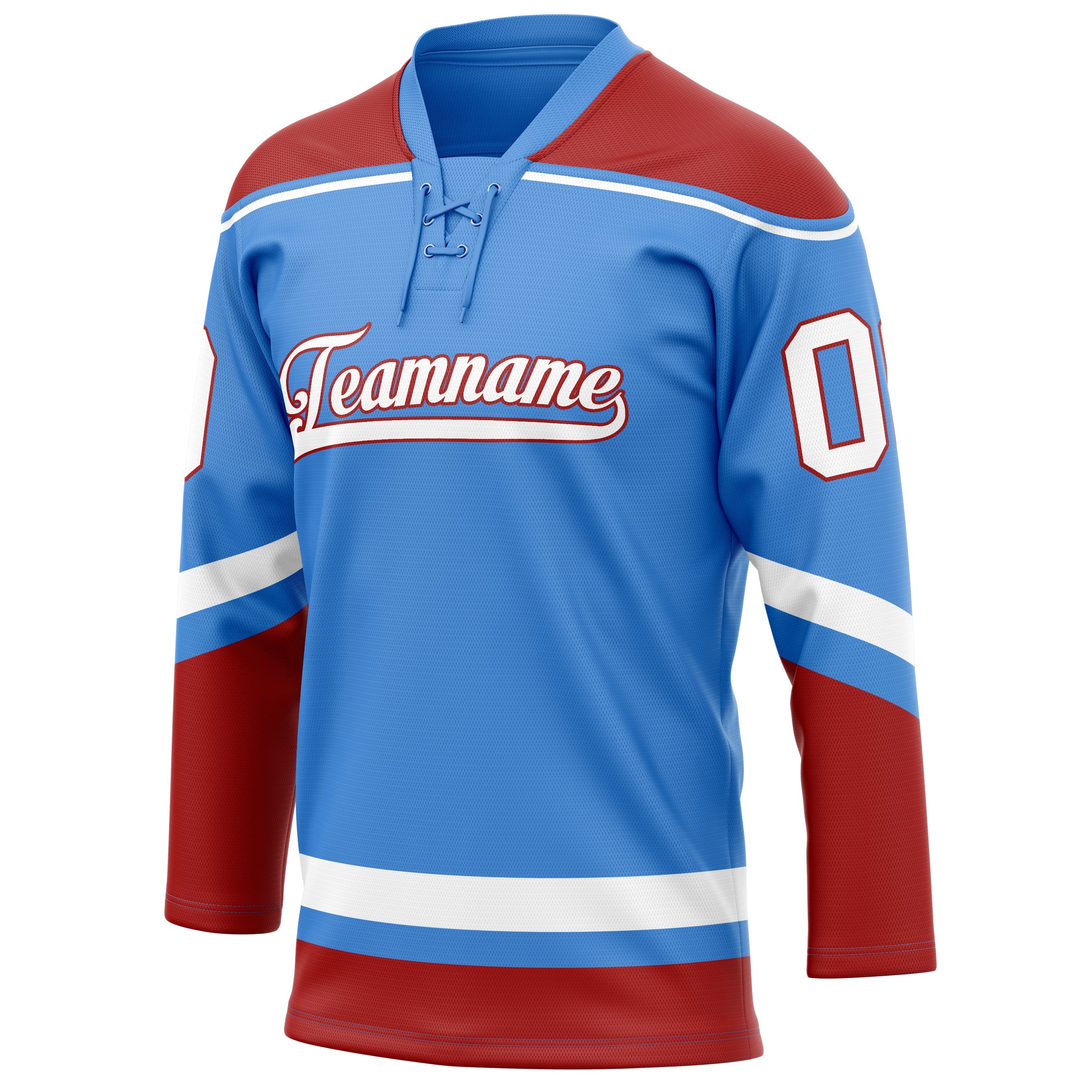 Custom Electric Blue Red Solid Colour Hockey Jersey