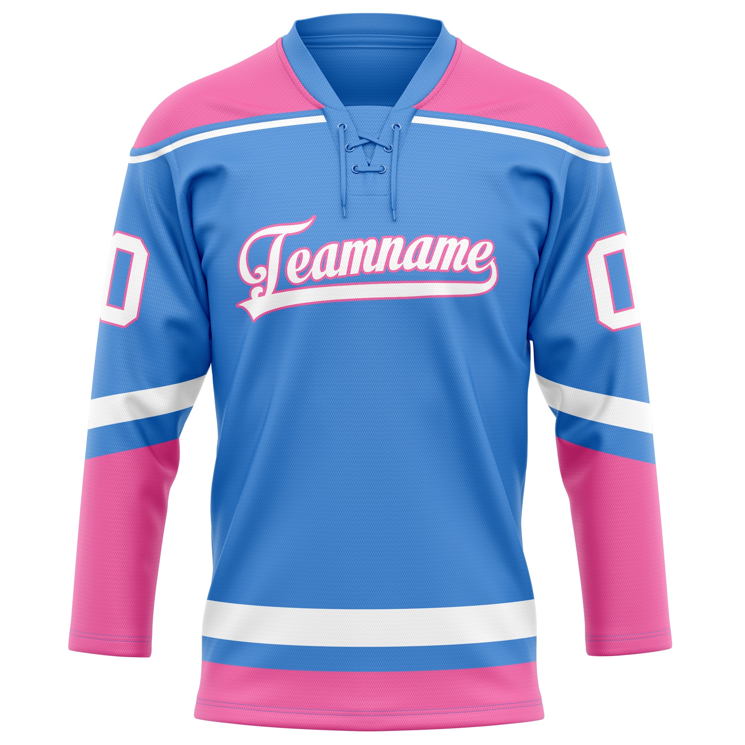 Custom Electric Blue Pink Solid Colour Hockey Jersey