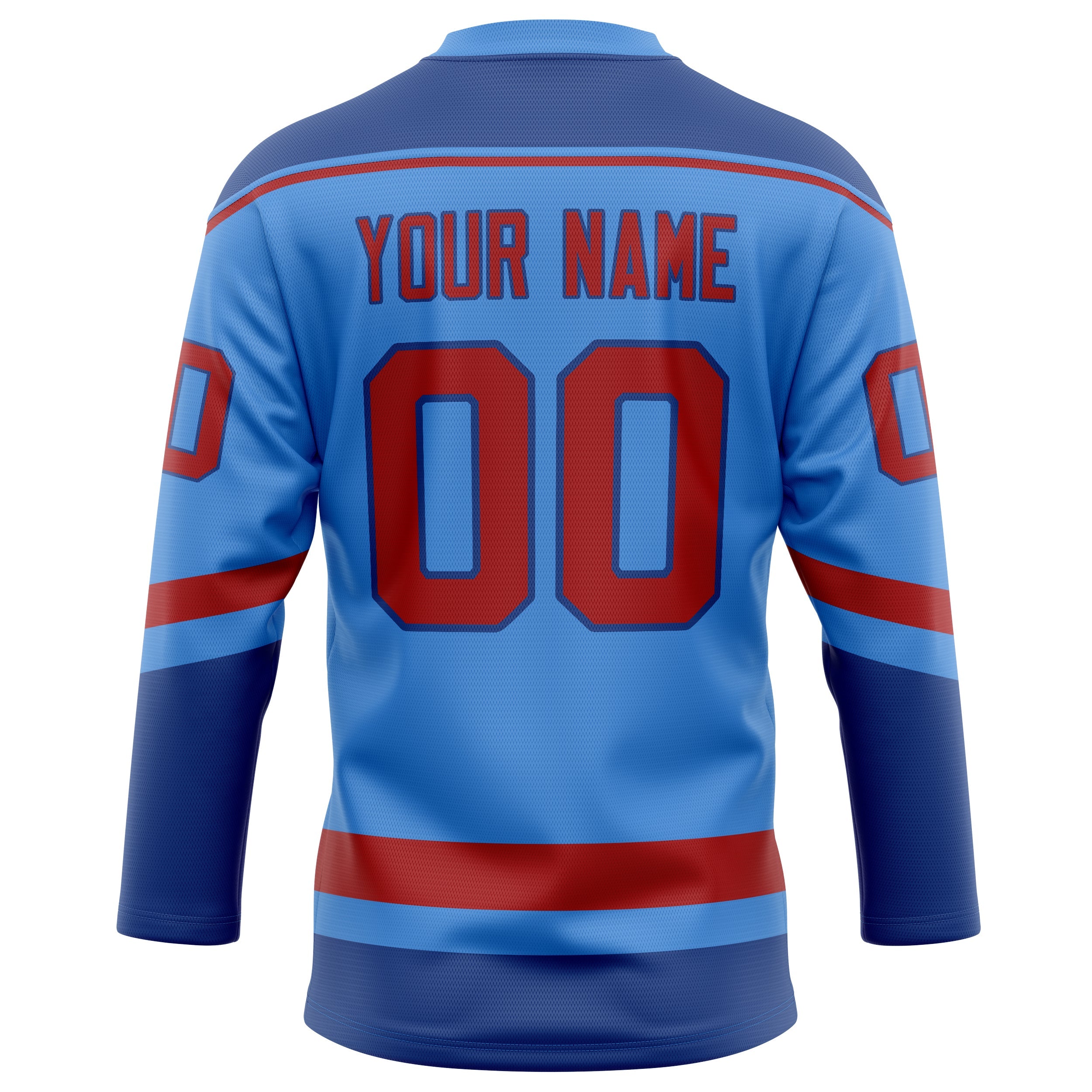 Custom Electric Blue Red Solid Colour Hockey Jersey