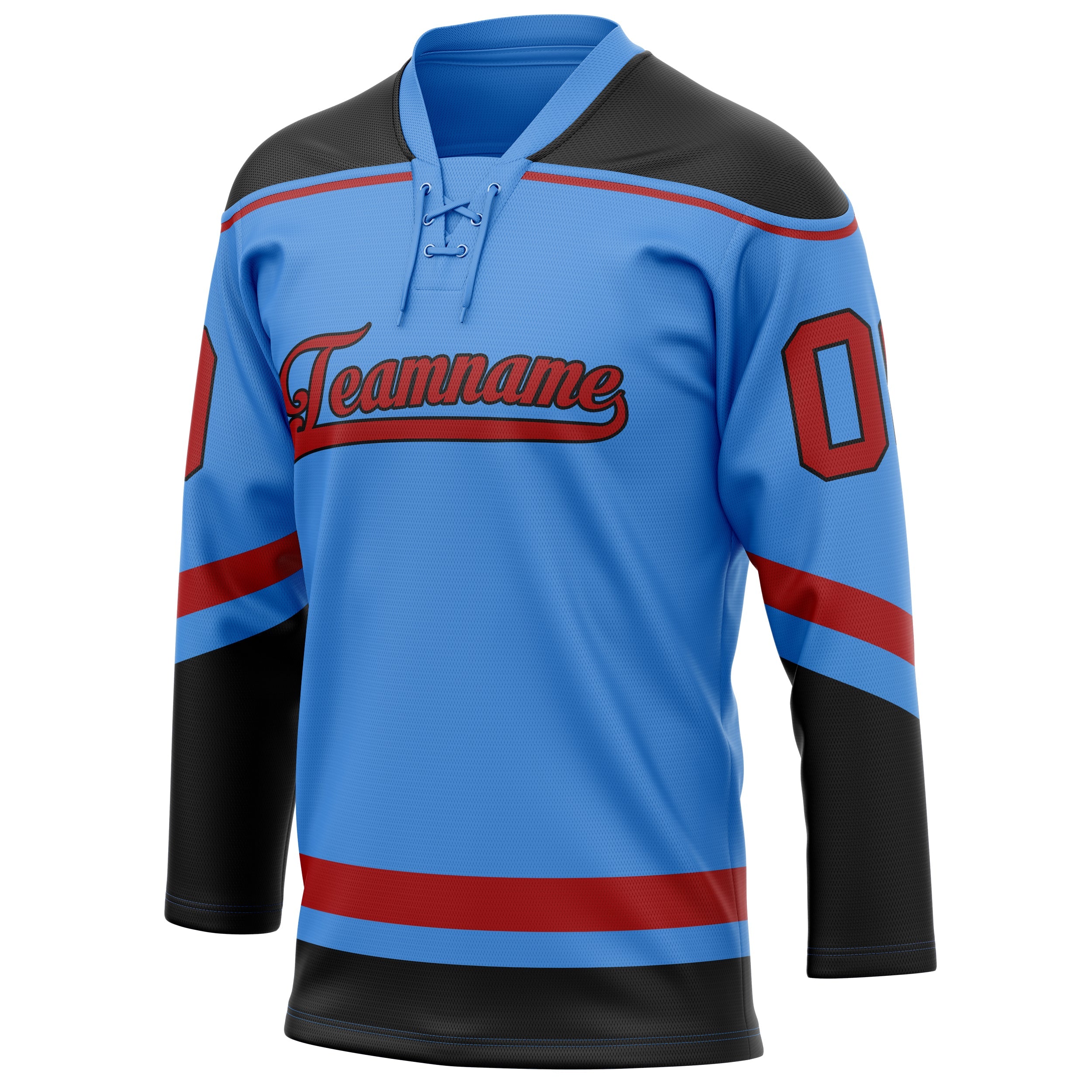 Custom Electric Blue Red Solid Colour Hockey Jersey