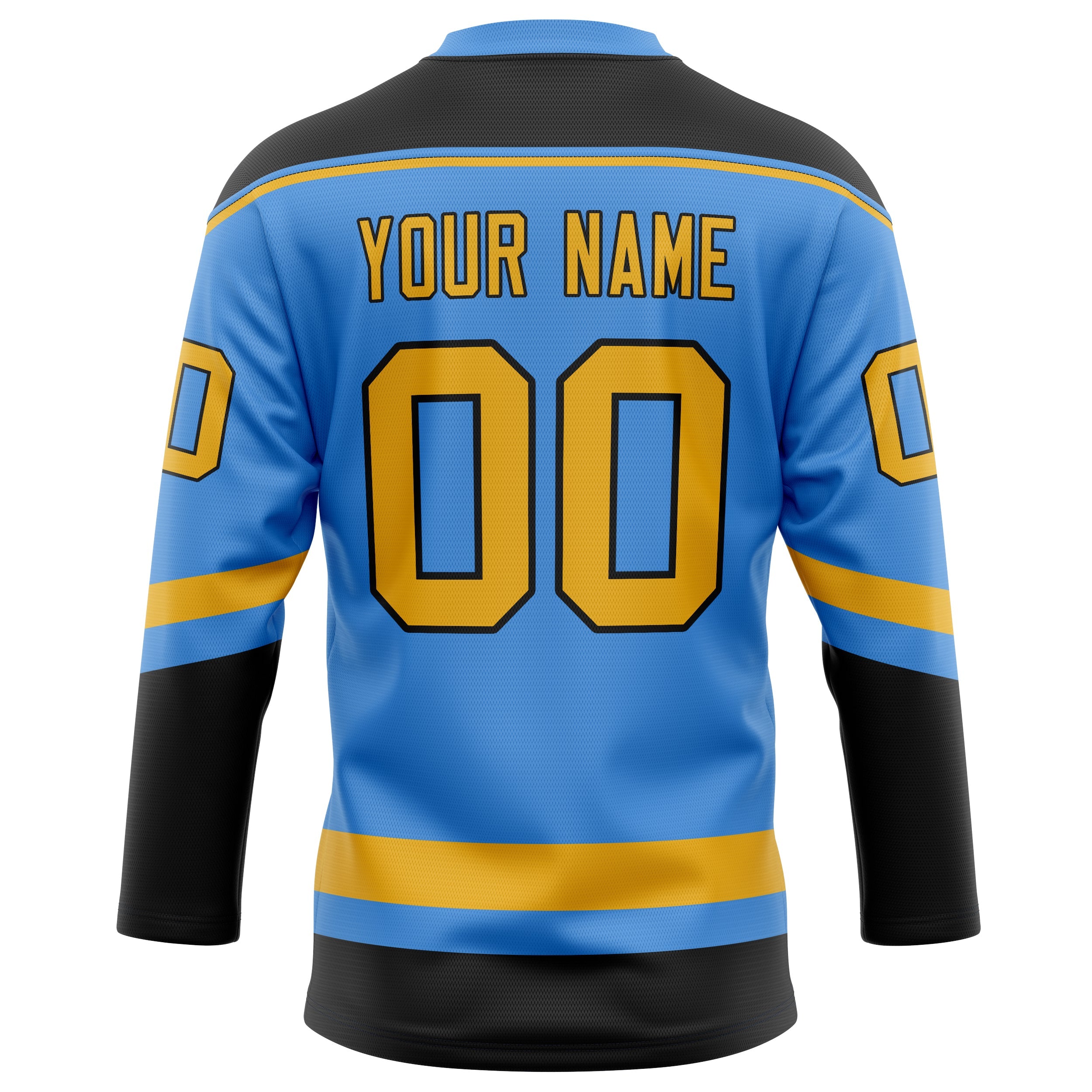 Custom Electric Blue Gold Solid Colour Hockey Jersey