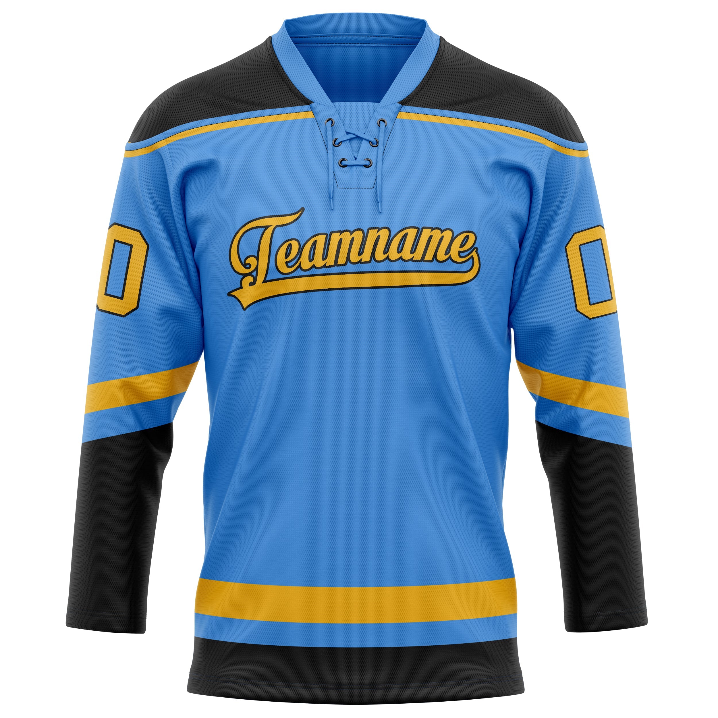 Custom Electric Blue Gold Solid Colour Hockey Jersey
