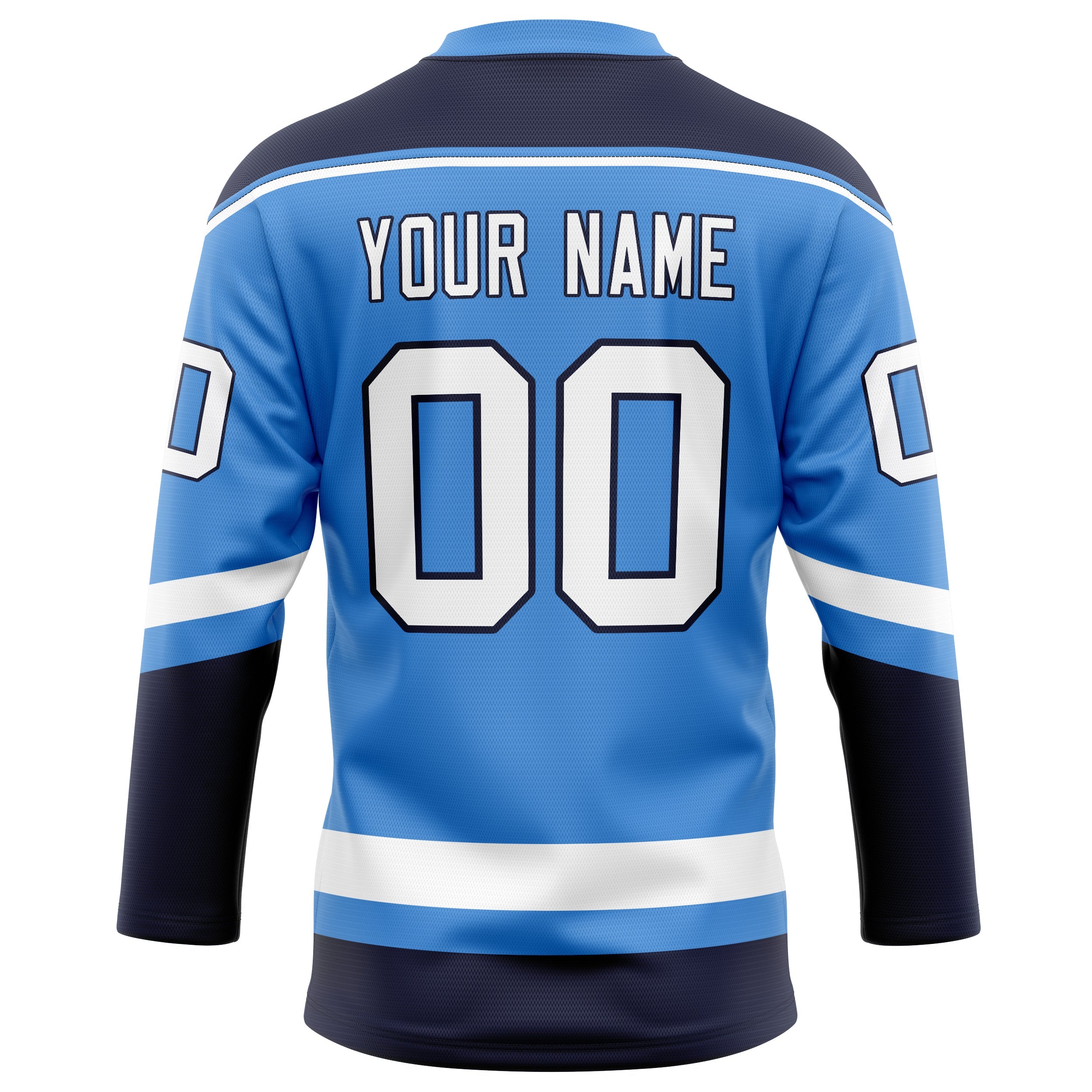 Custom Electric Blue White Solid Colour Hockey Jersey