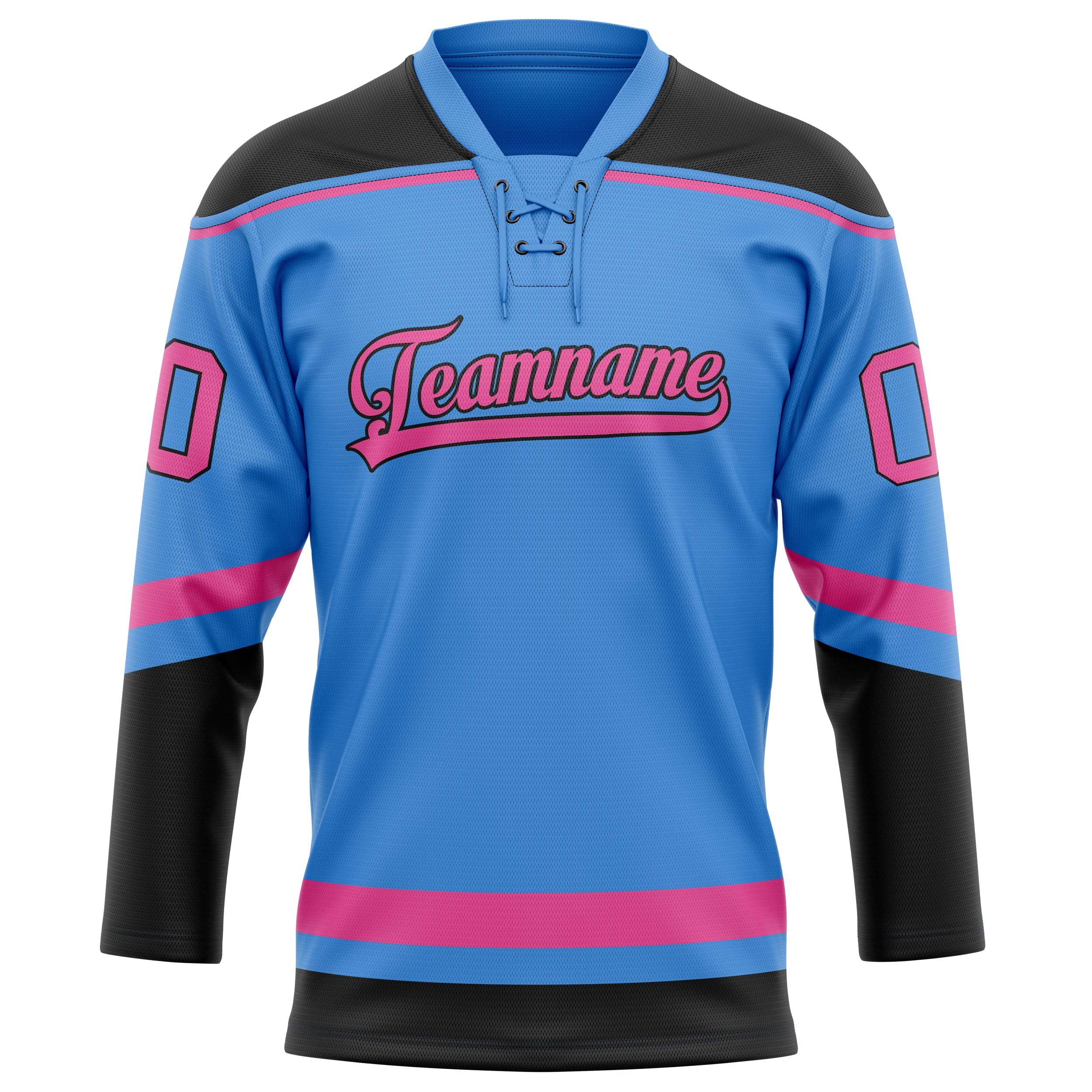 Custom Electric Blue Pink Solid Colour Hockey Jersey