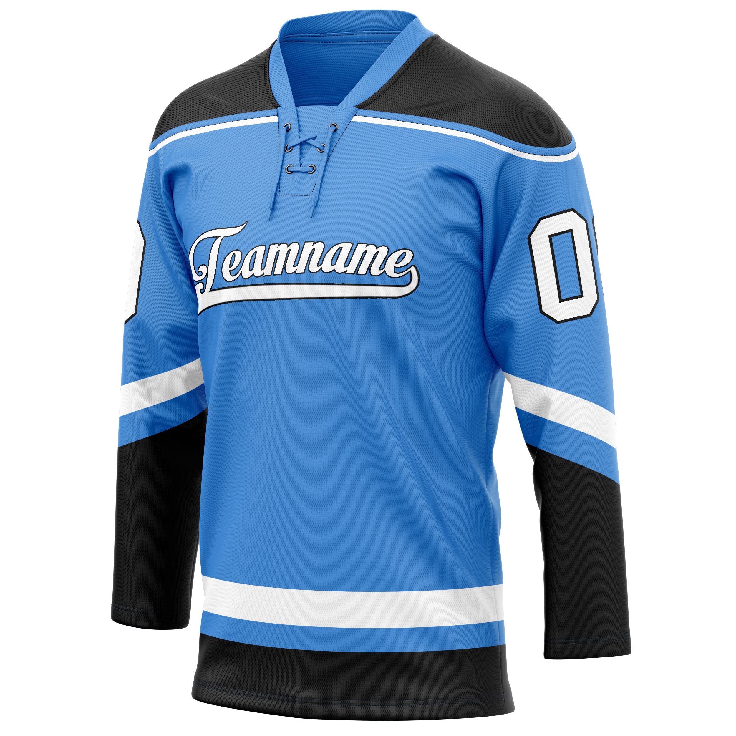 Custom Electric Blue White Solid Colour Hockey Jersey