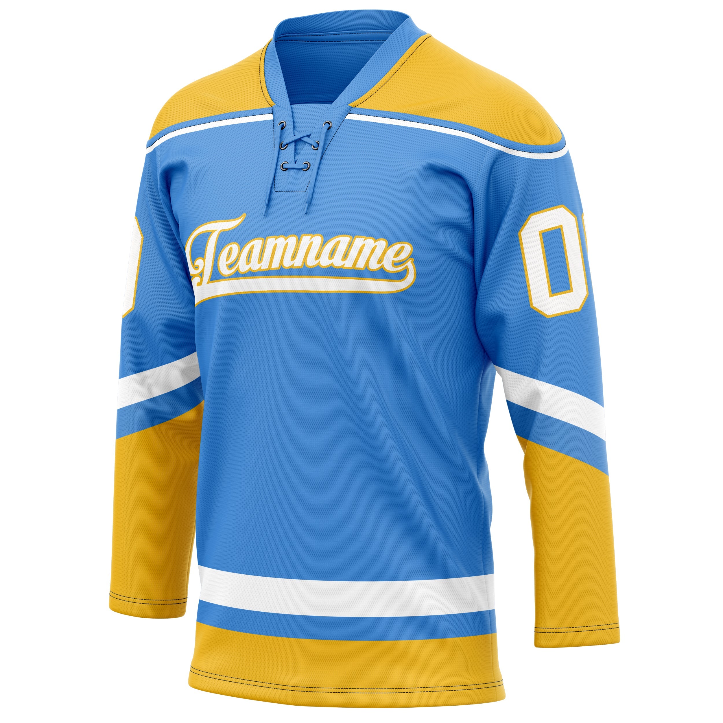 Custom Electric Blue Gold Solid Colour Hockey Jersey