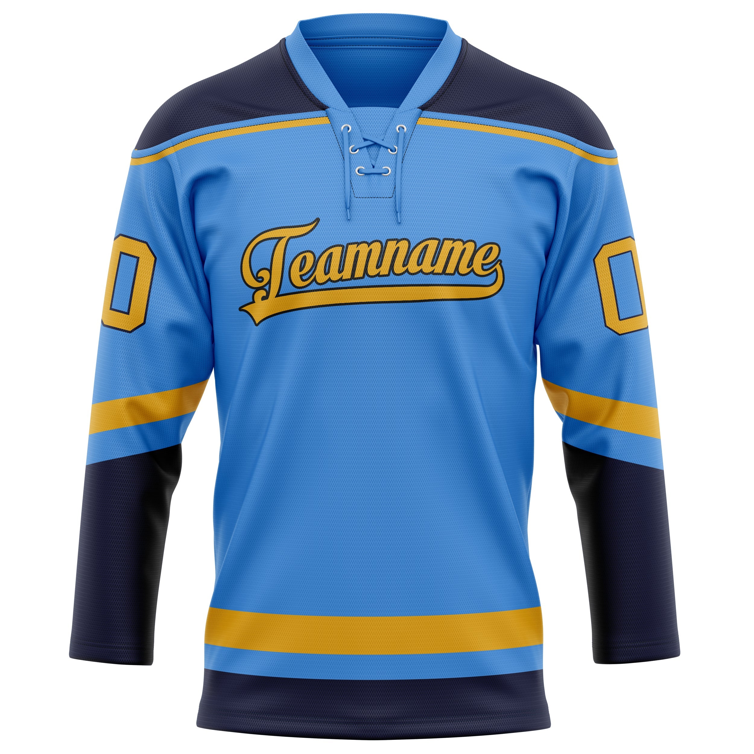 Custom Electric Blue Gold Solid Colour Hockey Jersey