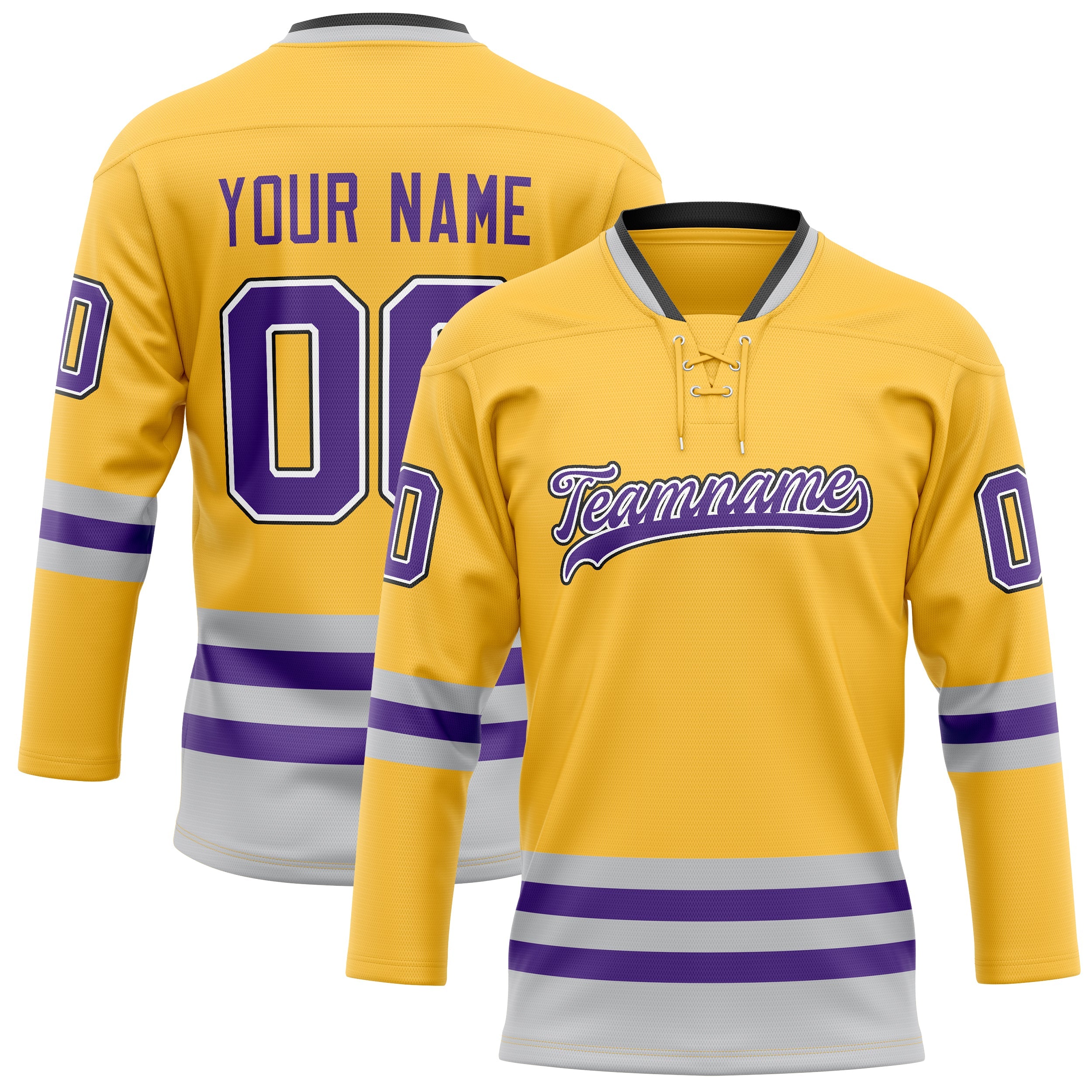 Custom Gold Purple Solid Colour Hockey Jersey