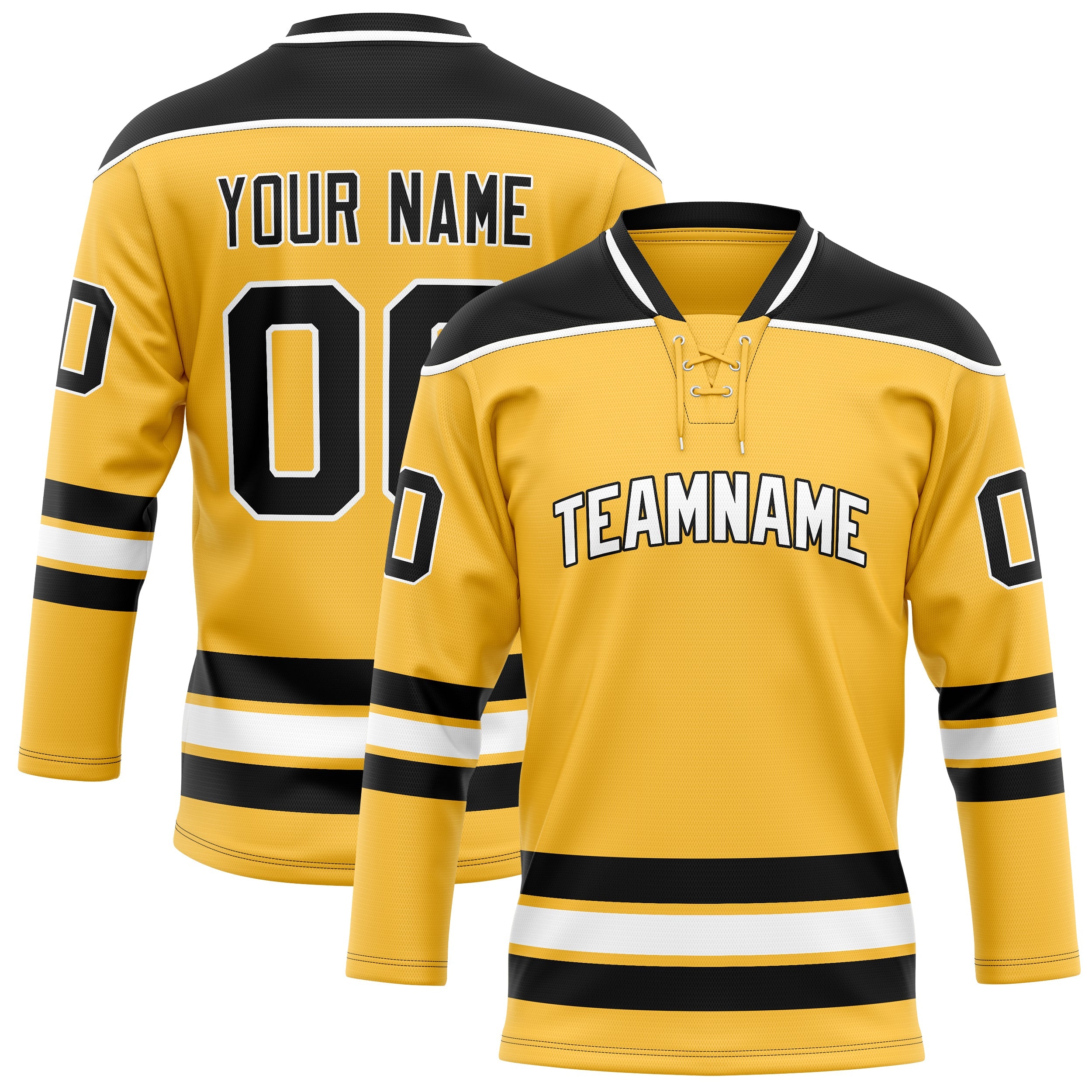 Custom Gold Black Solid Colour Hockey Jersey
