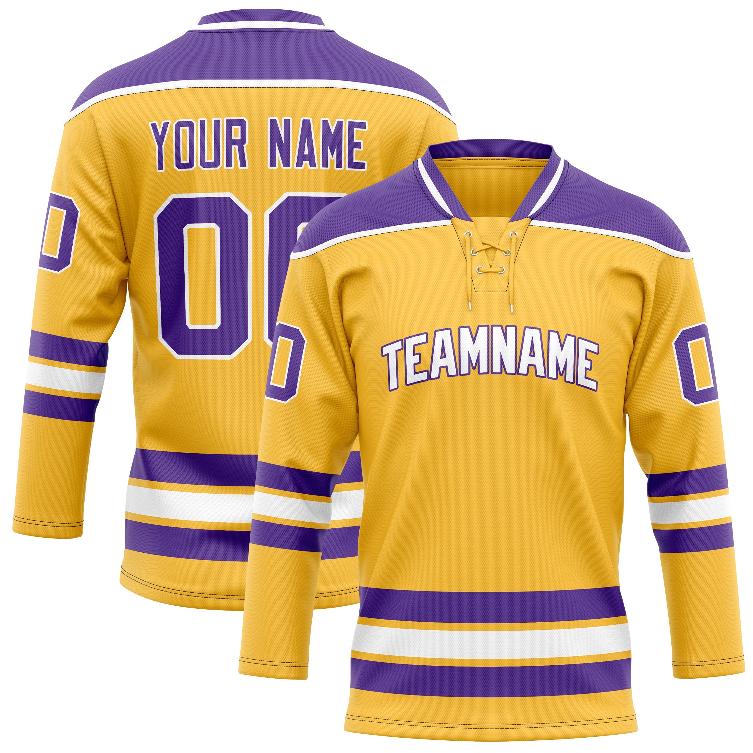 Custom Gold Purple Solid Colour Hockey Jersey
