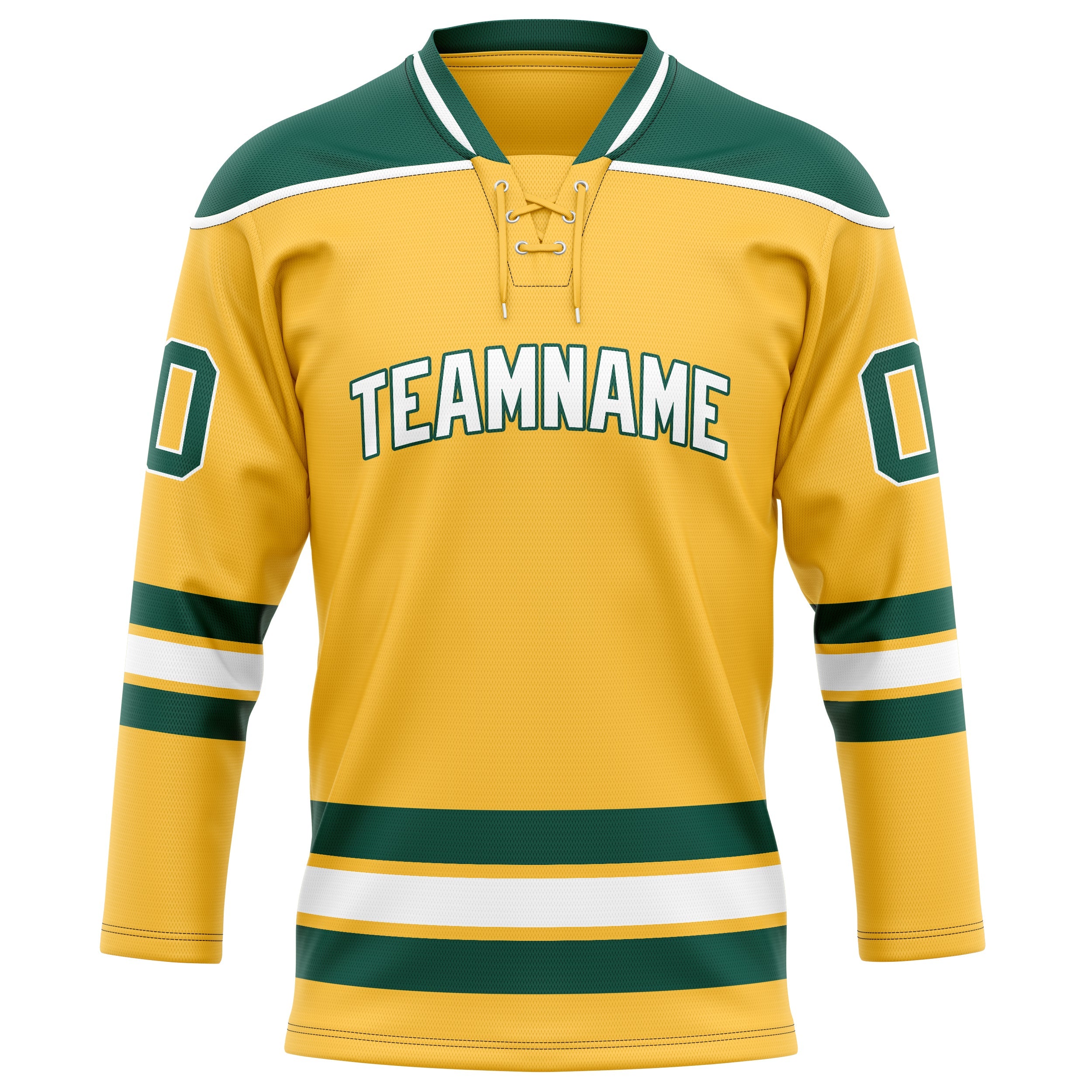 Custom Gold Kelly Green Solid Colour Hockey Jersey