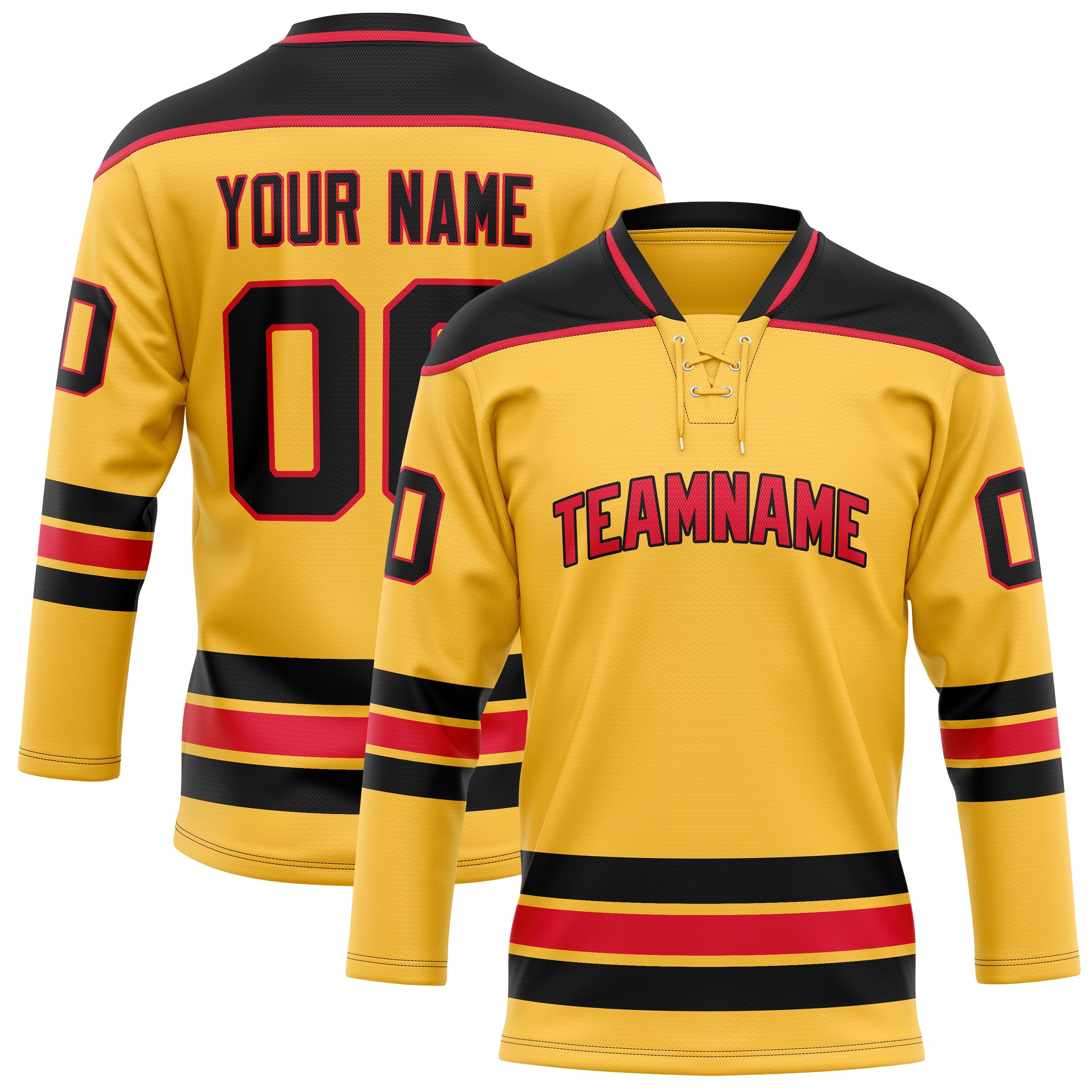 Custom Gold Black Solid Colour Hockey Jersey