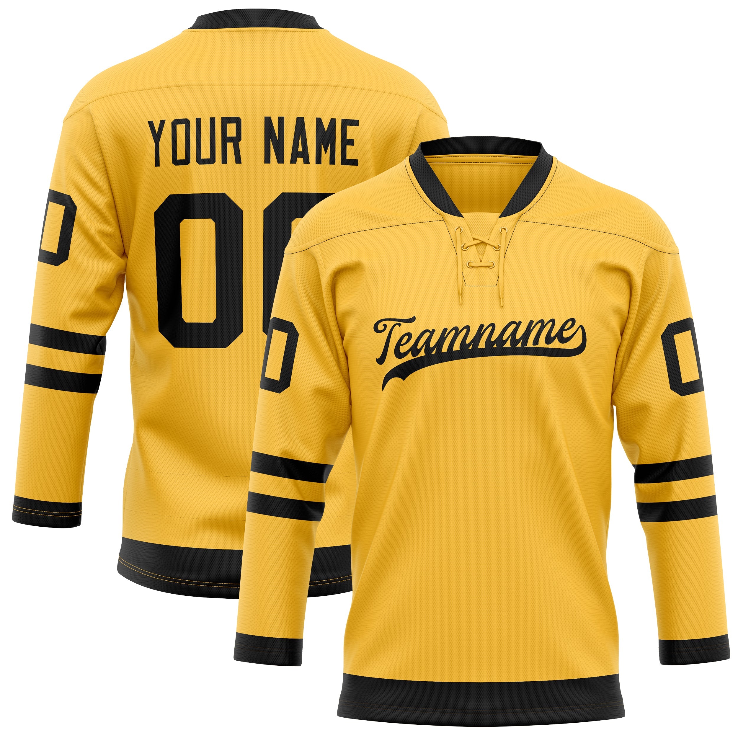 Custom Gold Black Solid Colour Hockey Jersey