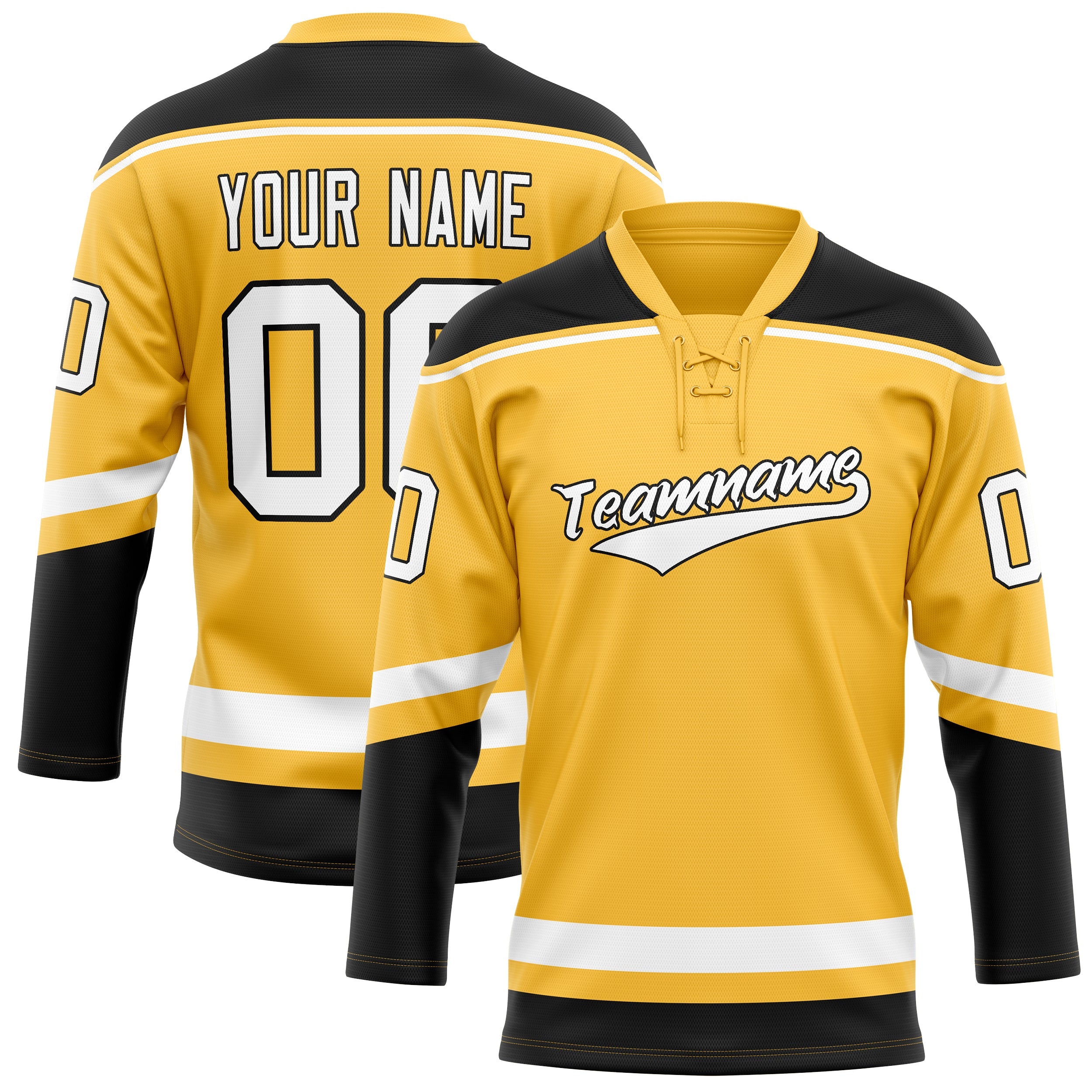 Custom Gold Black Solid Colour Hockey Jersey