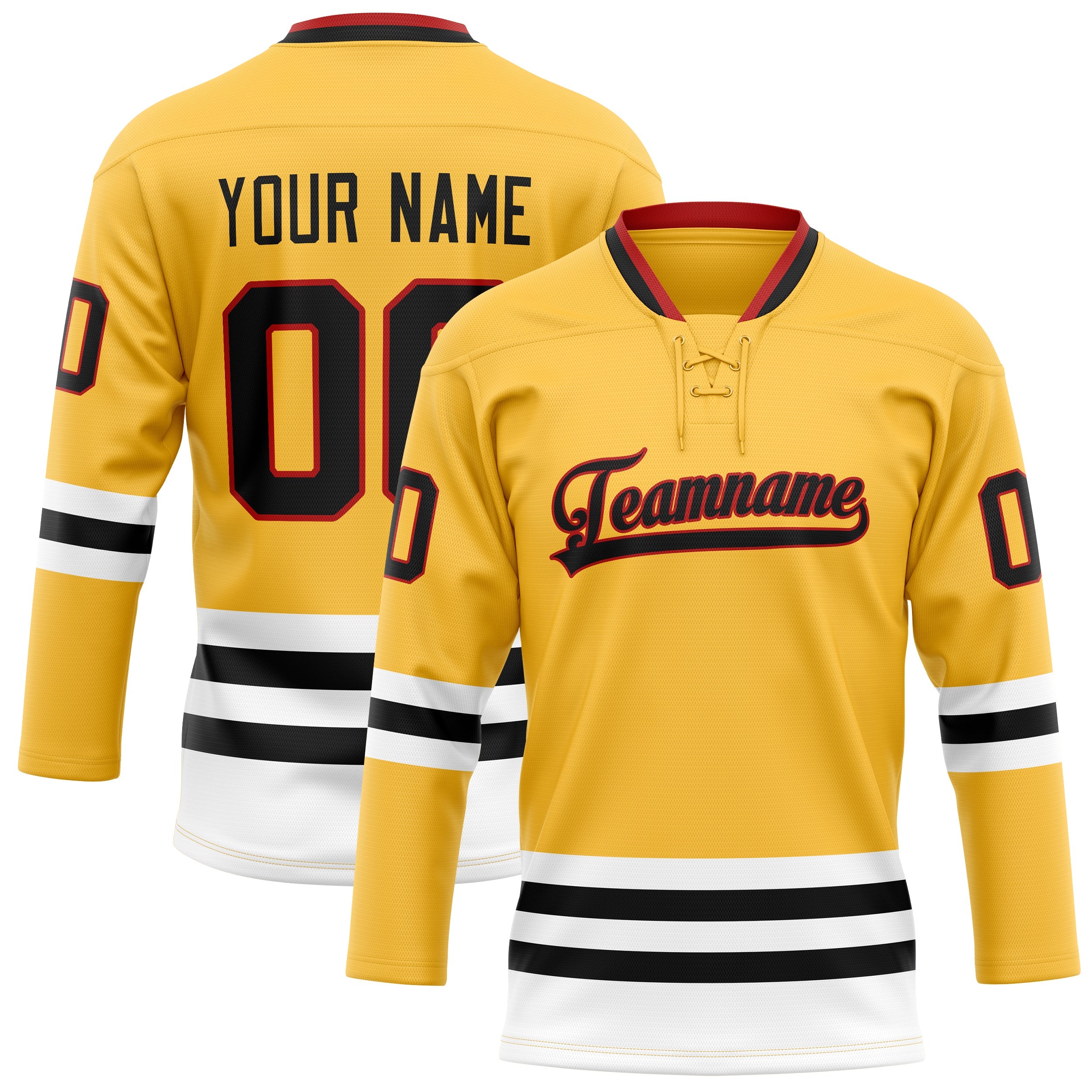 Custom Gold Black Solid Colour Hockey Jersey