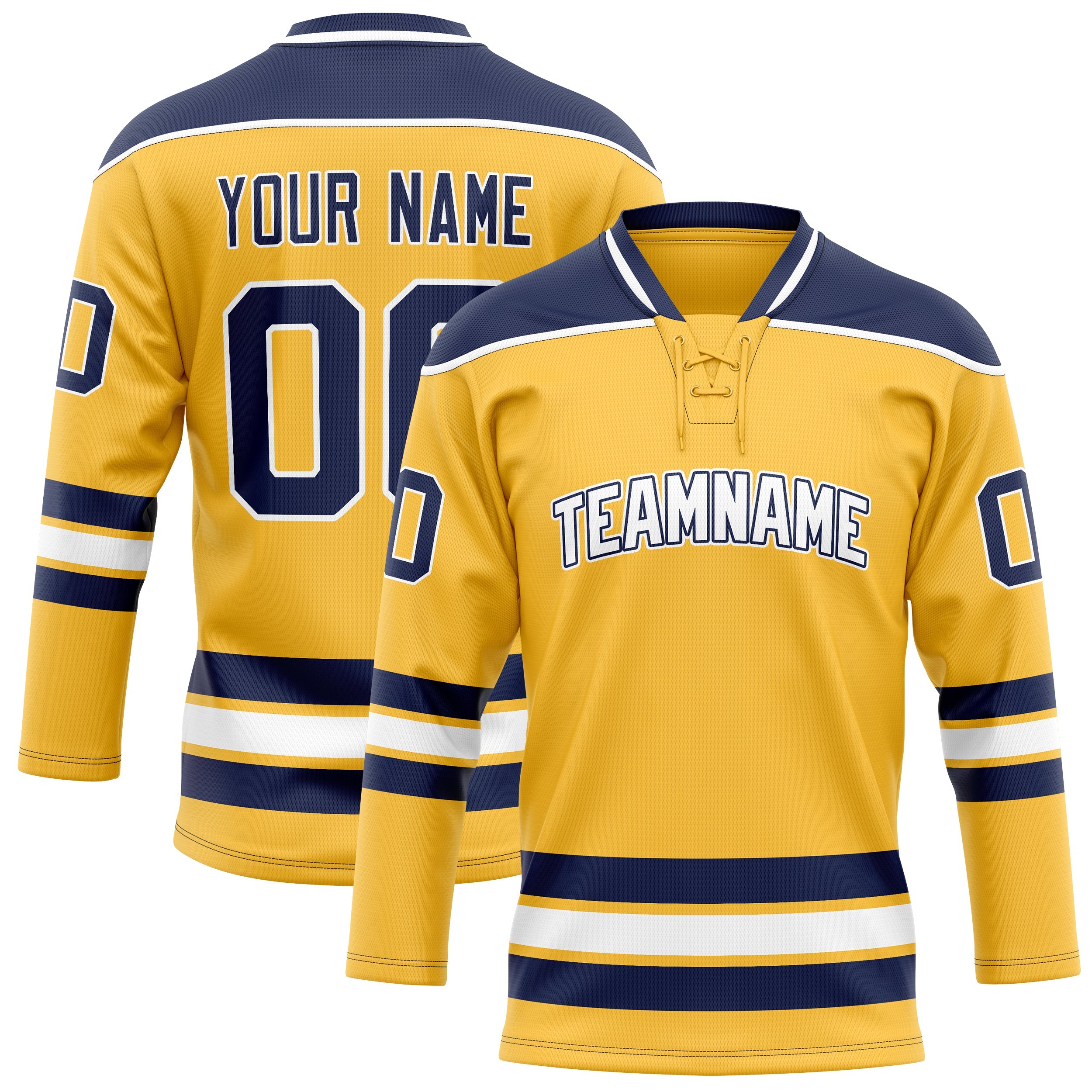 Custom Gold Navy Solid Colour Hockey Jersey