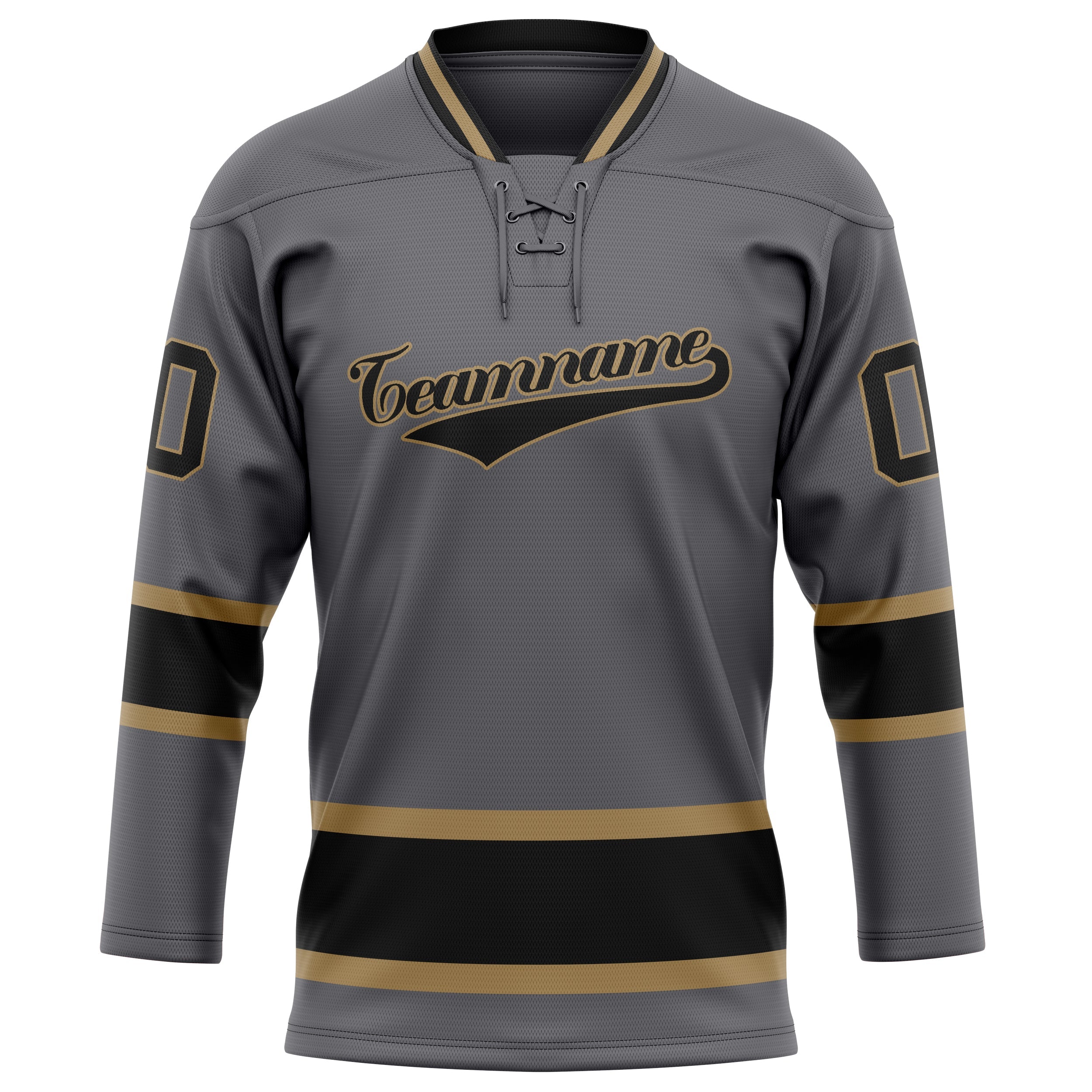 Custom Gray Black Solid Colour Hockey Jersey