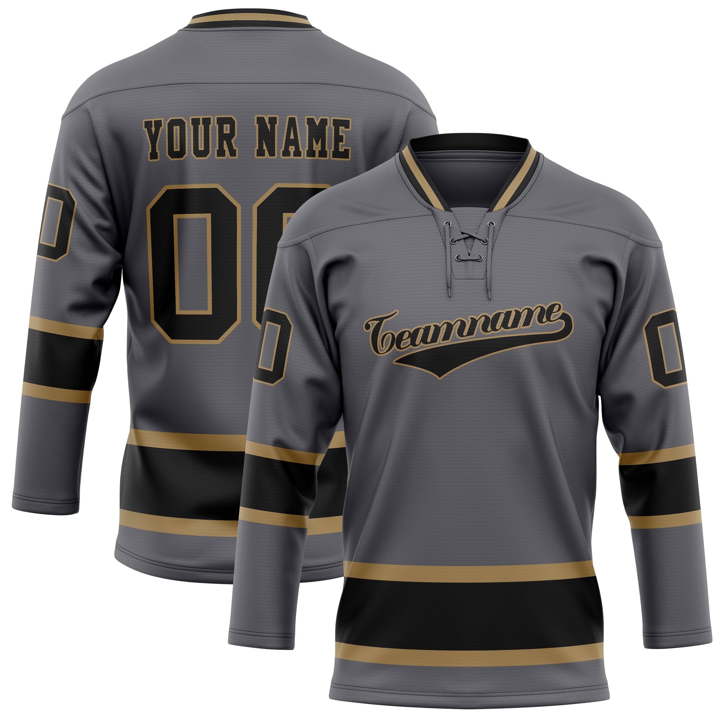 Custom Gray Black Solid Colour Hockey Jersey