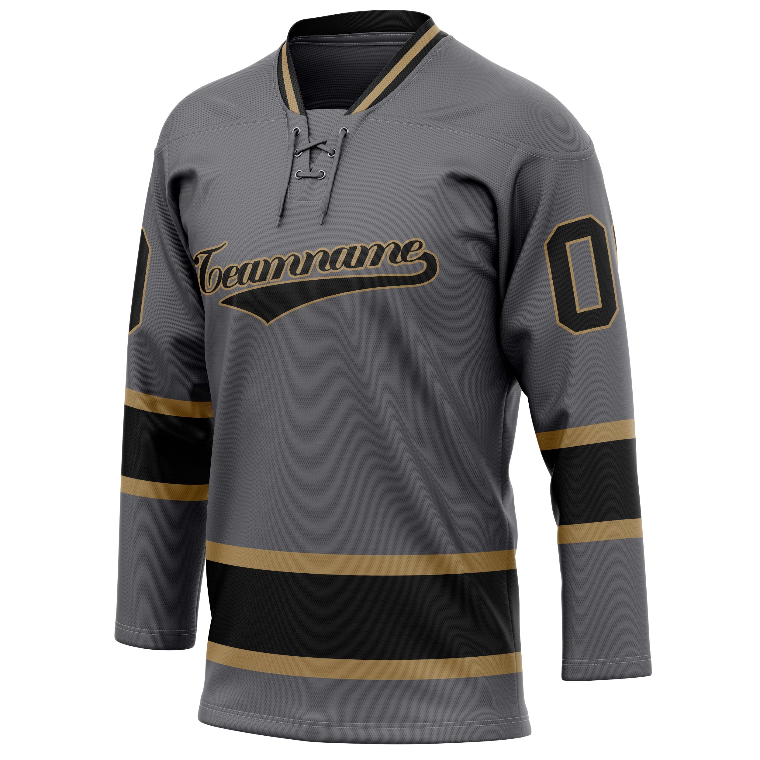 Custom Gray Black Solid Colour Hockey Jersey
