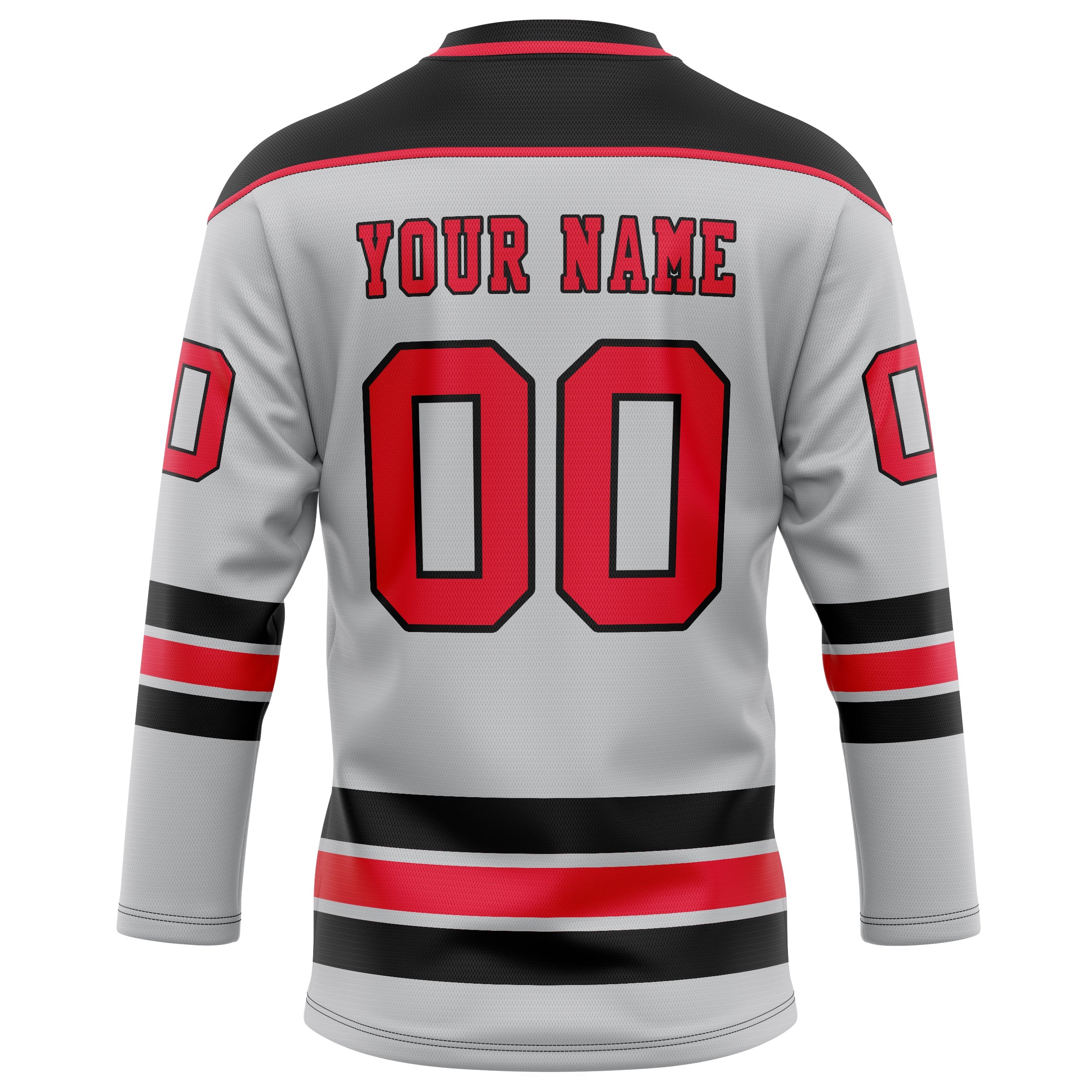 Custom Gray Red Solid Colour Hockey Jersey