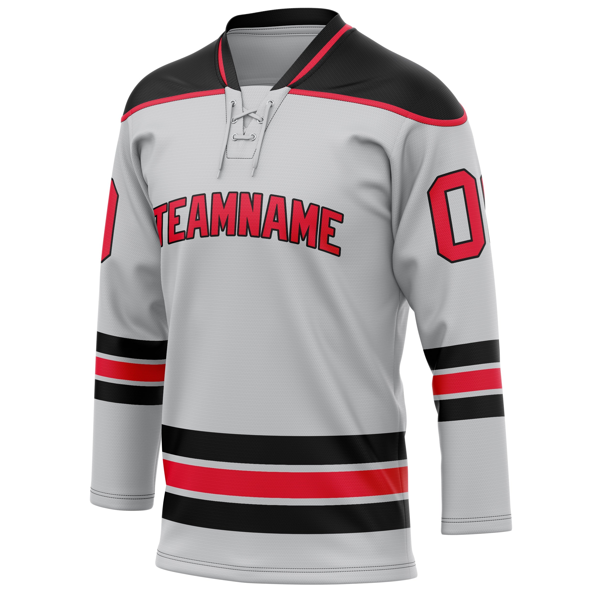 Custom Gray Red Solid Colour Hockey Jersey