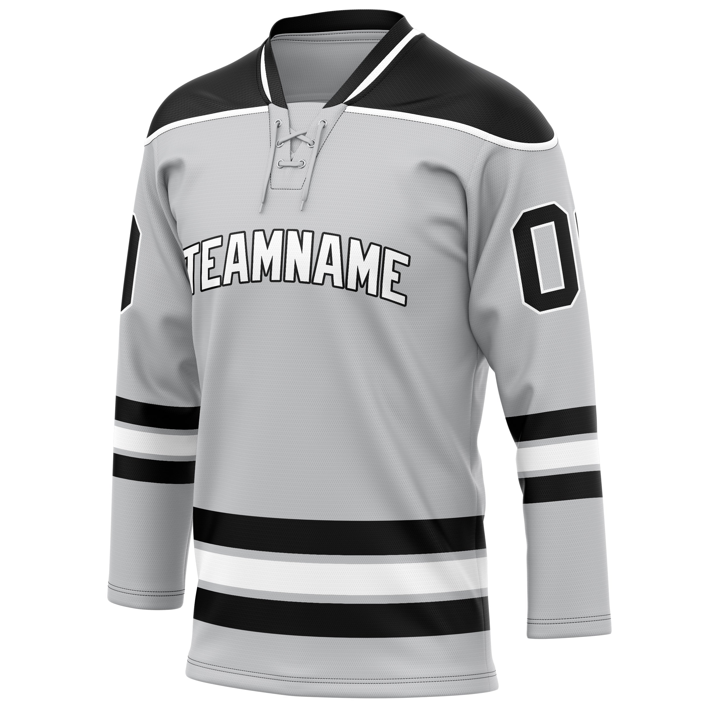 Custom Gray Black Solid Colour Hockey Jersey