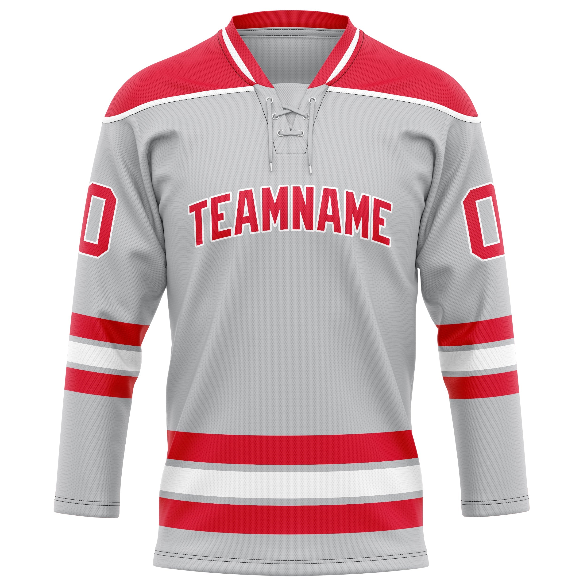 Custom Gray Red Solid Colour Hockey Jersey
