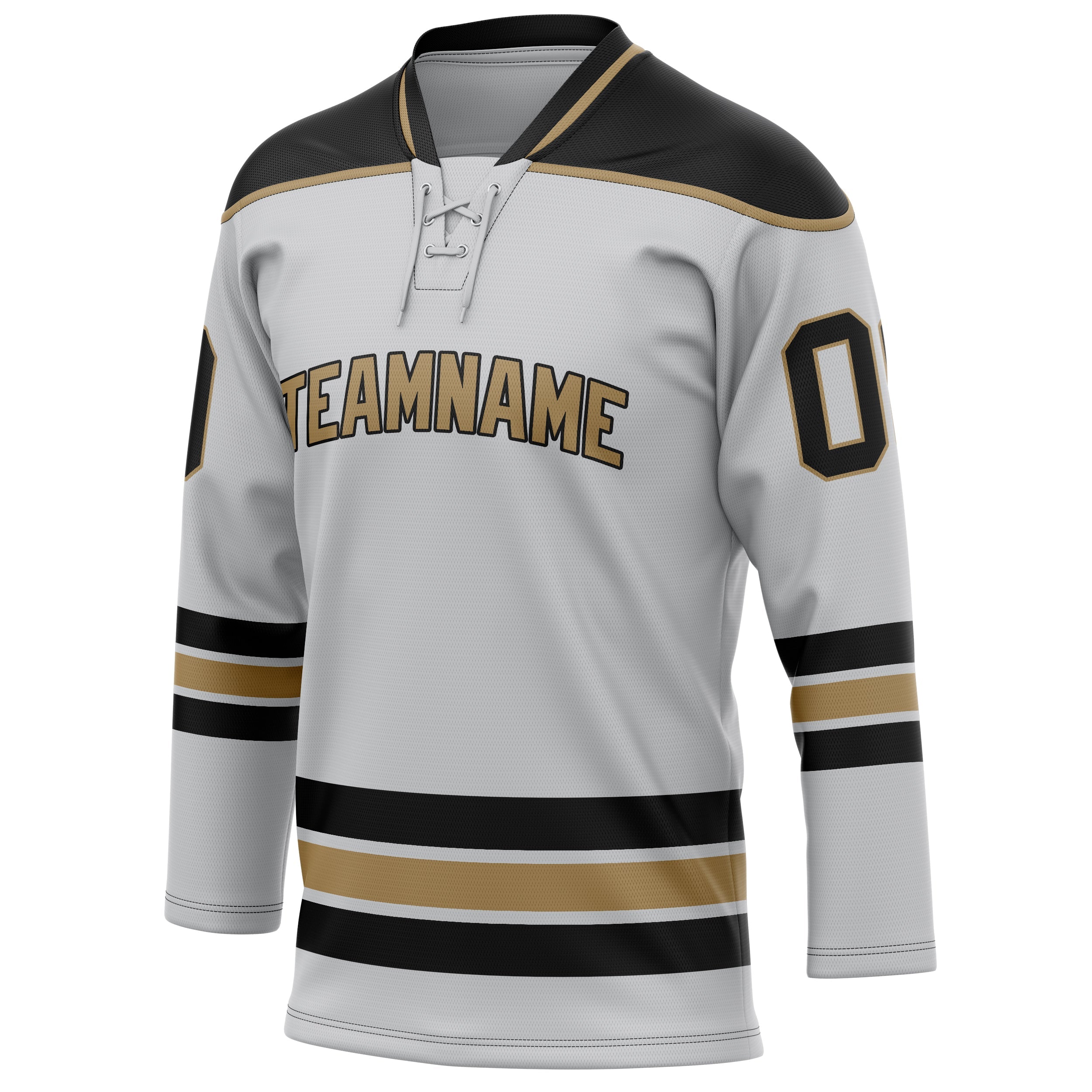Custom Gray Black Solid Colour Hockey Jersey