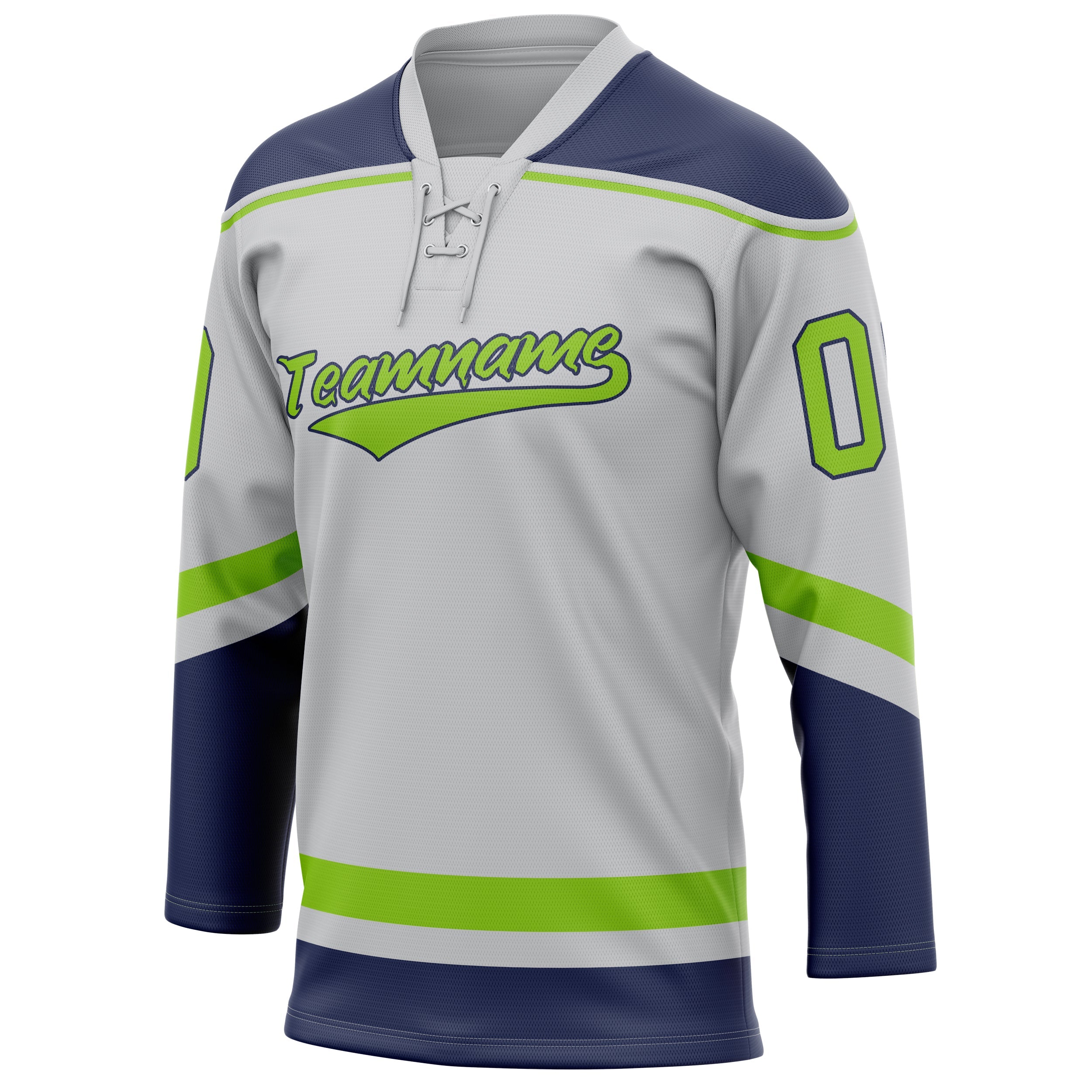 Custom Gray Neon Green Solid Colour Hockey Jersey