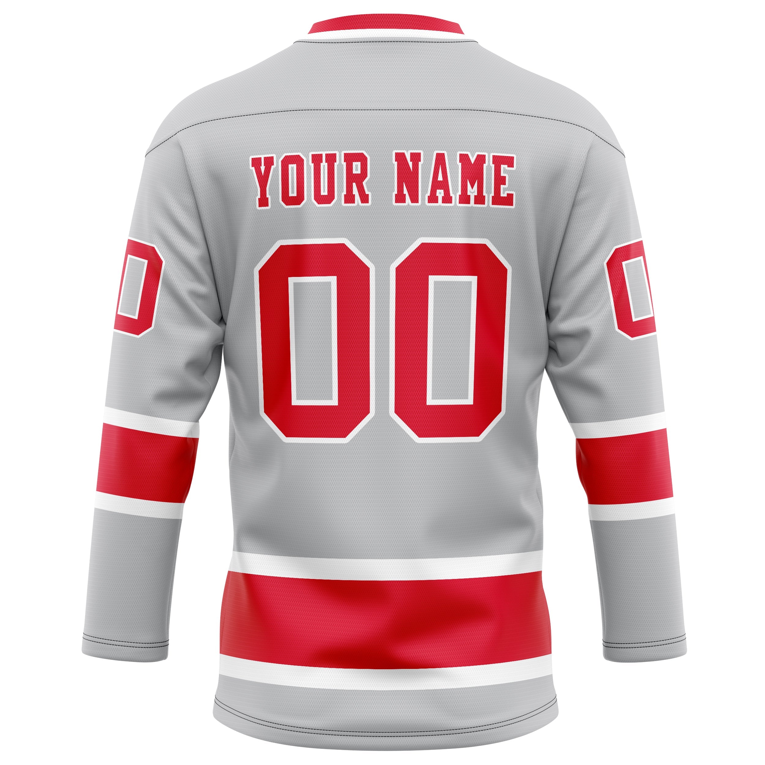Custom Gray Red Solid Colour Hockey Jersey