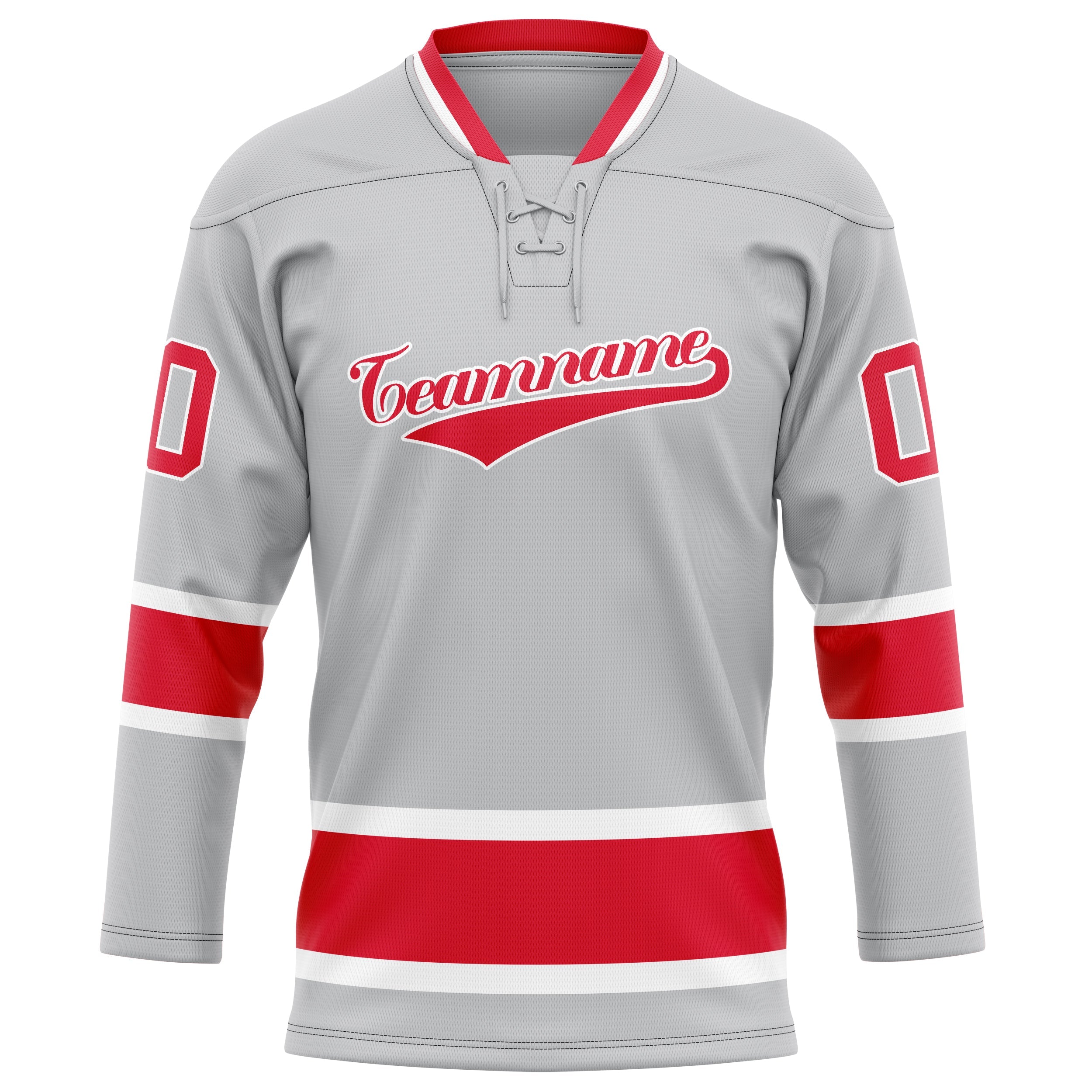Custom Gray Red Solid Colour Hockey Jersey