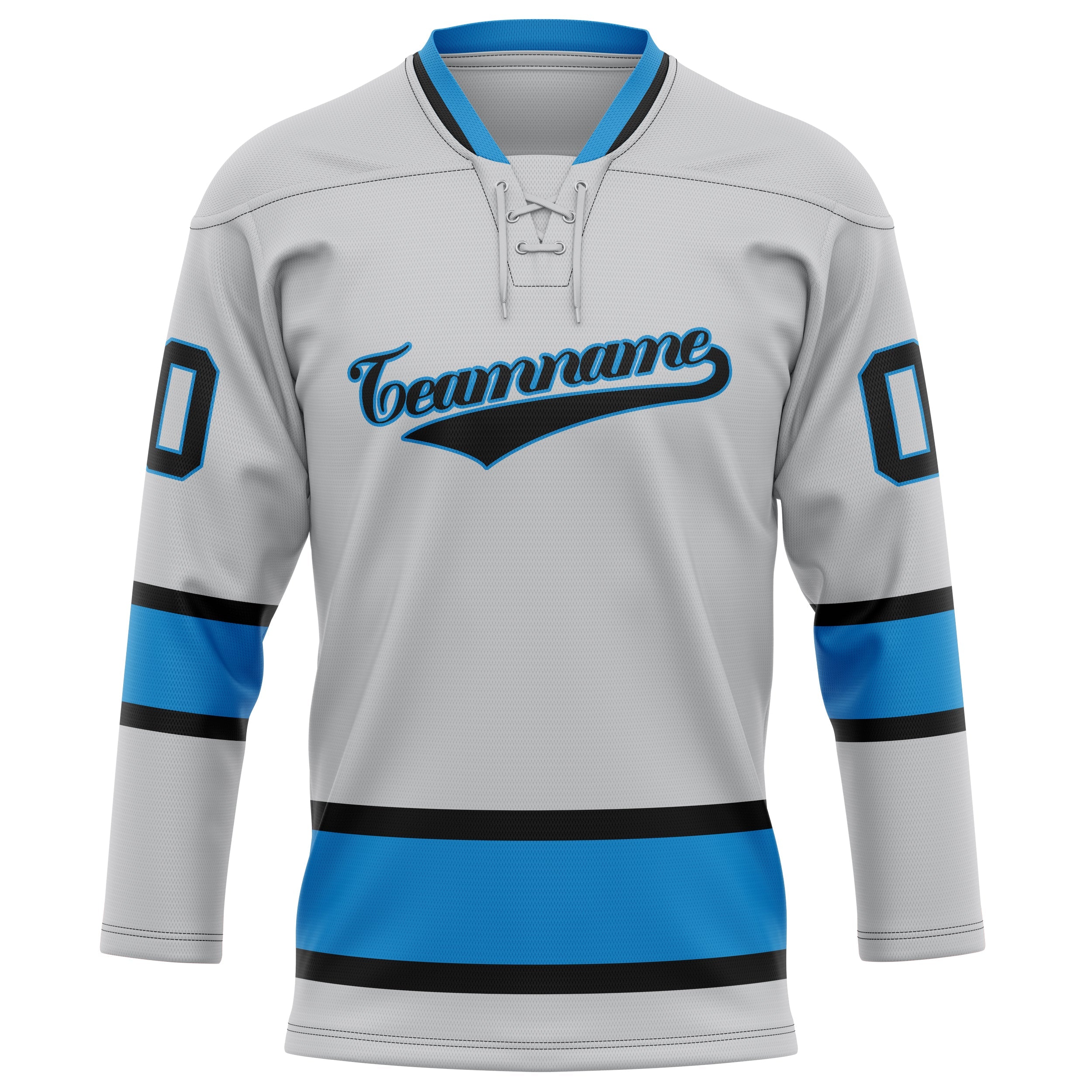 Custom Gray Blue Solid Colour Hockey Jersey
