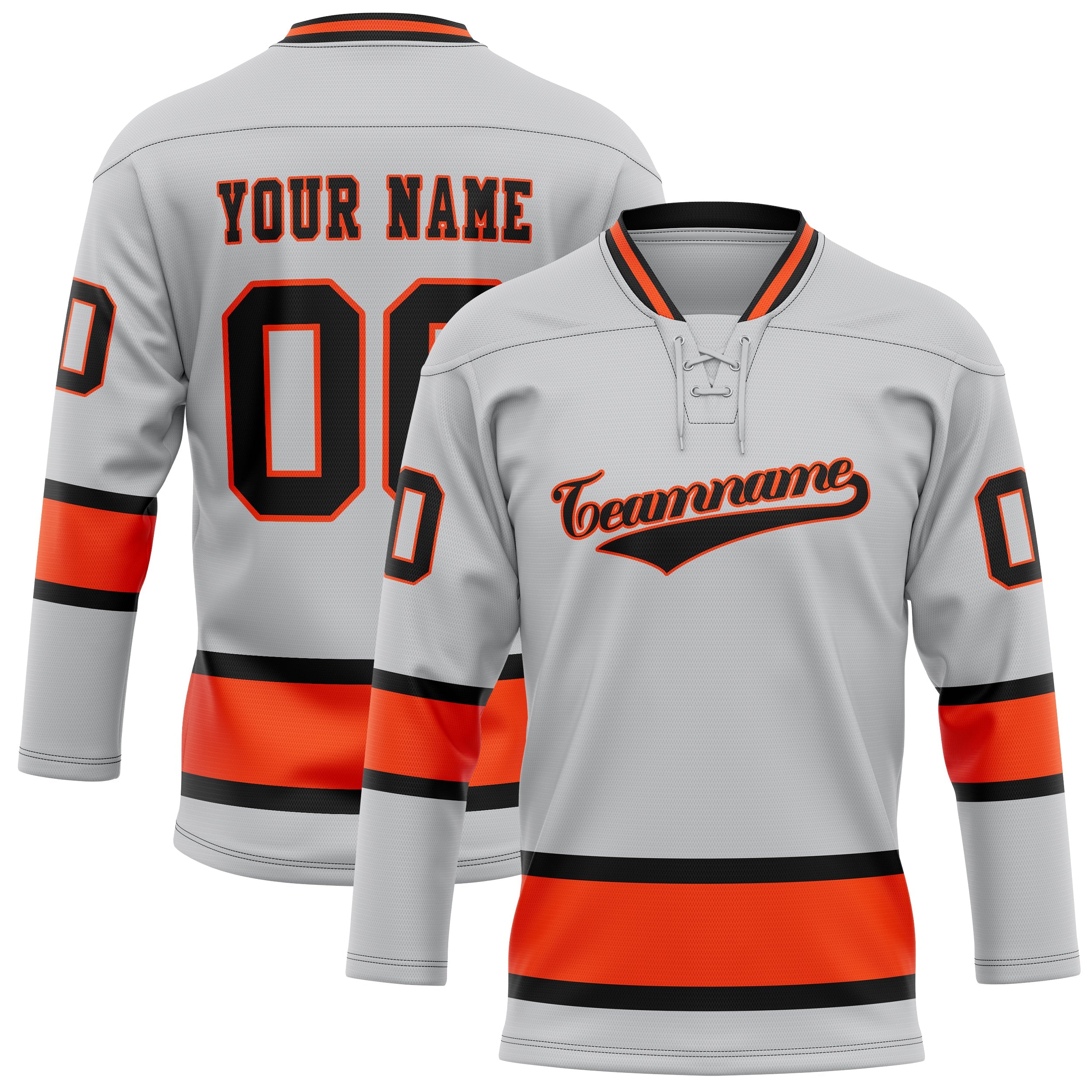 Custom Gray Red Solid Colour Hockey Jersey