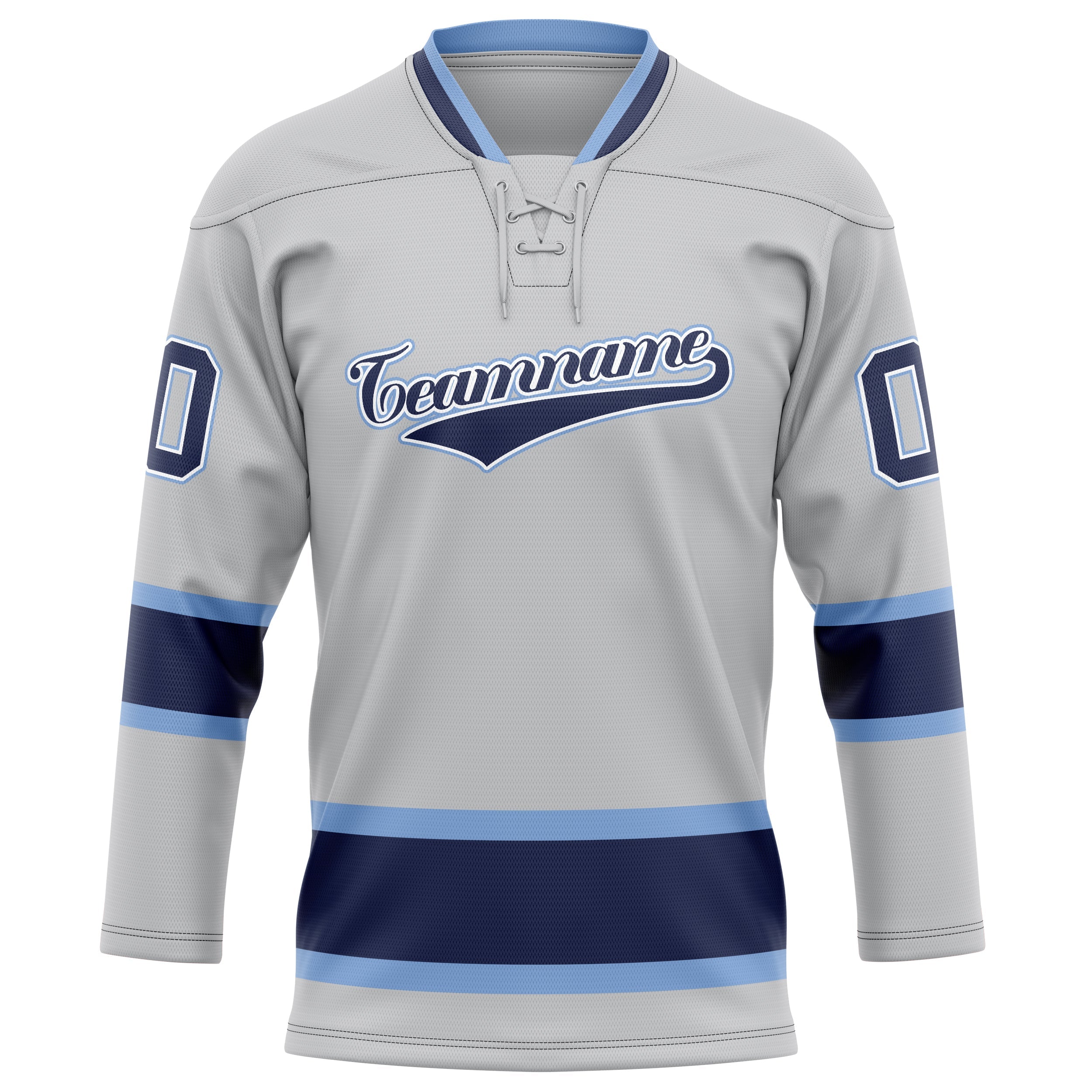 Custom Gray Navy Solid Colour Hockey Jersey