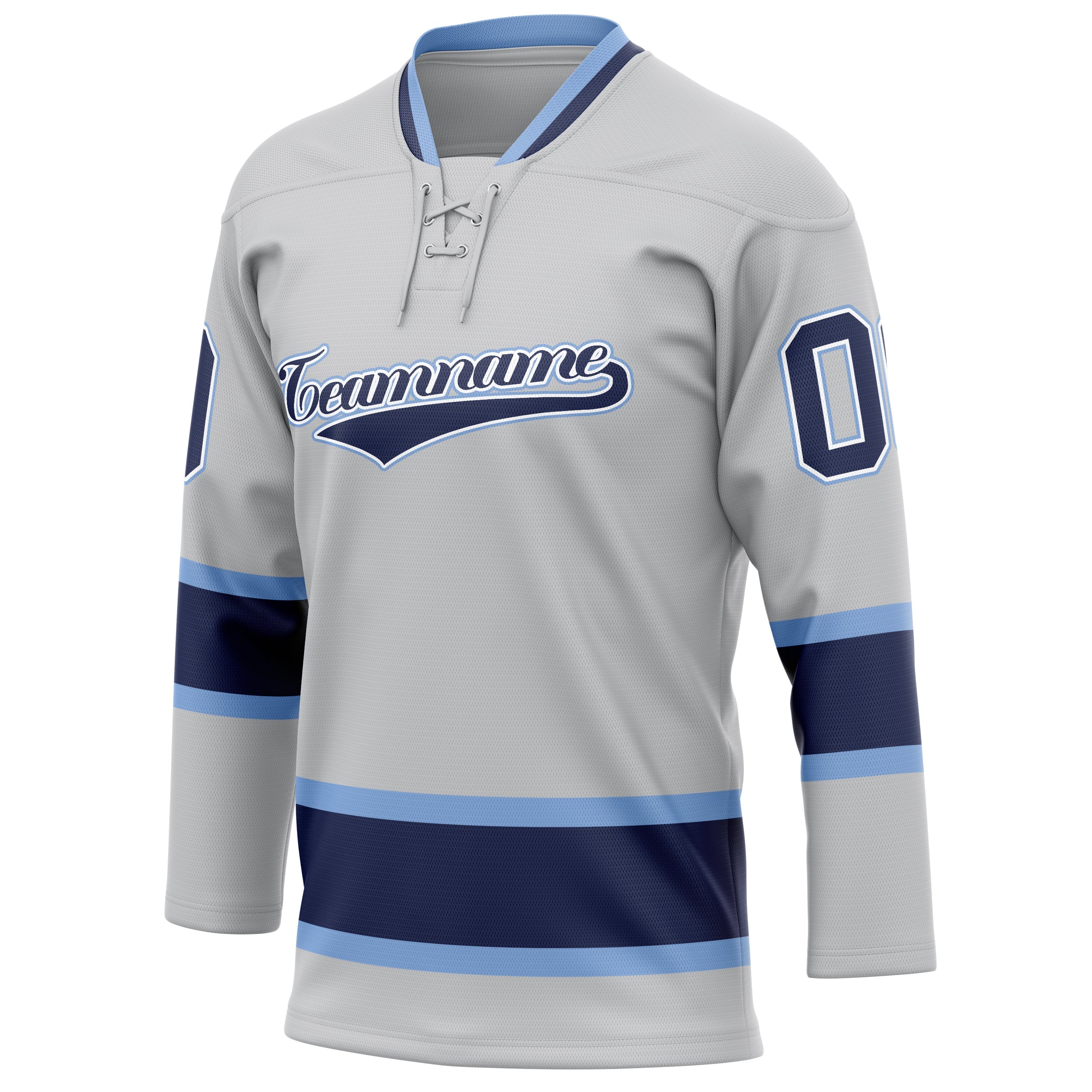Custom Gray Navy Solid Colour Hockey Jersey