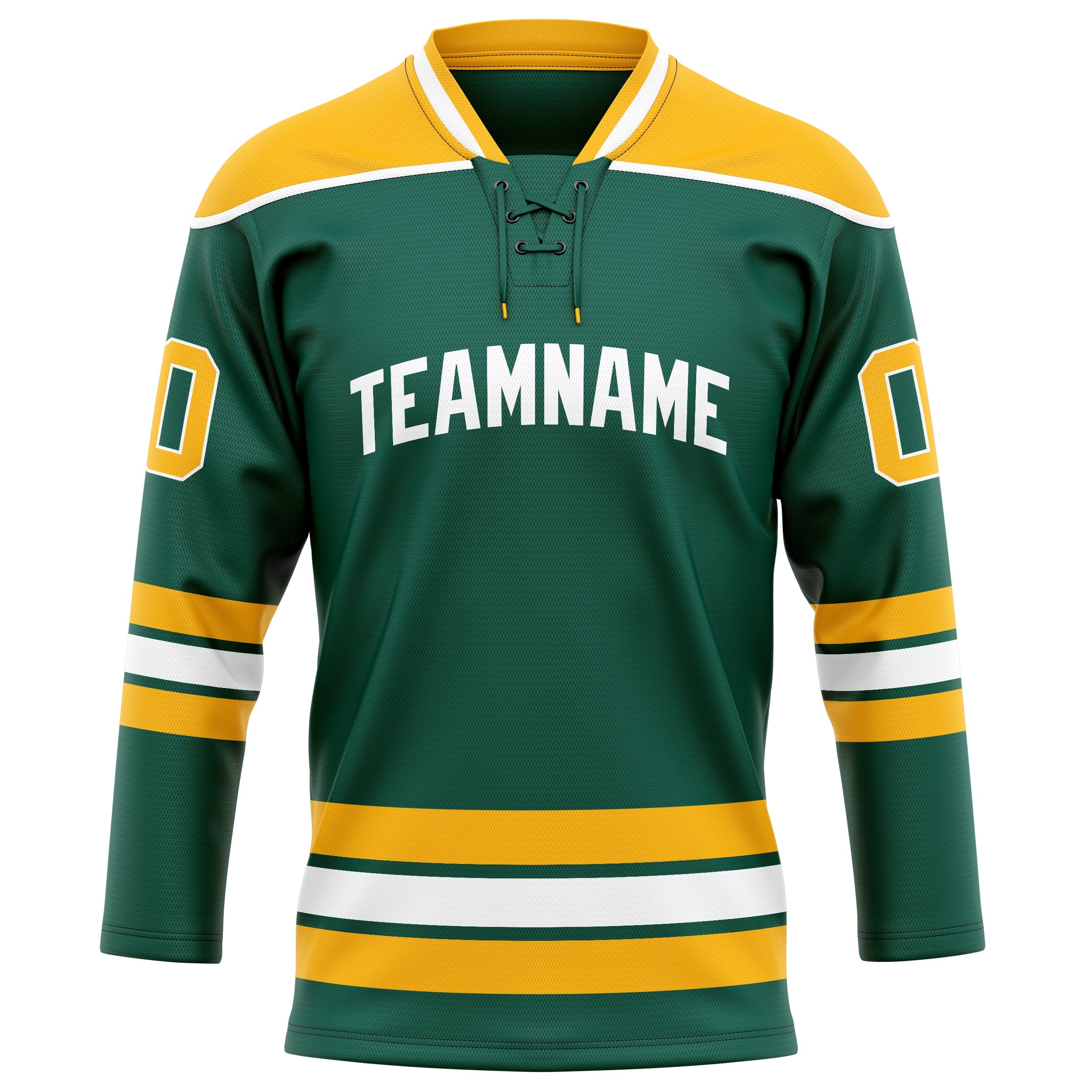 Custom Green Gold Solid Colour Hockey Jersey