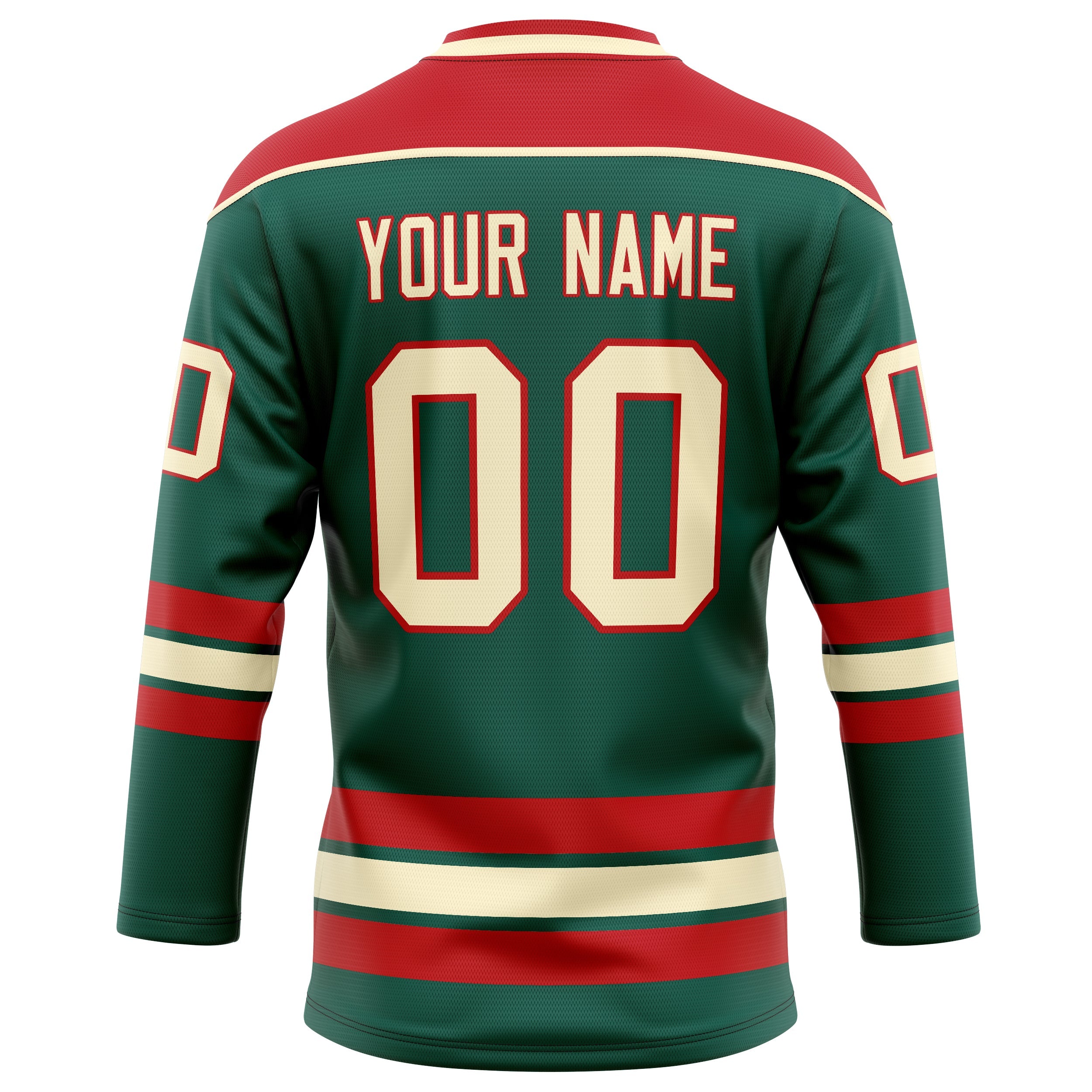 Custom Green Red Solid Colour Hockey Jersey