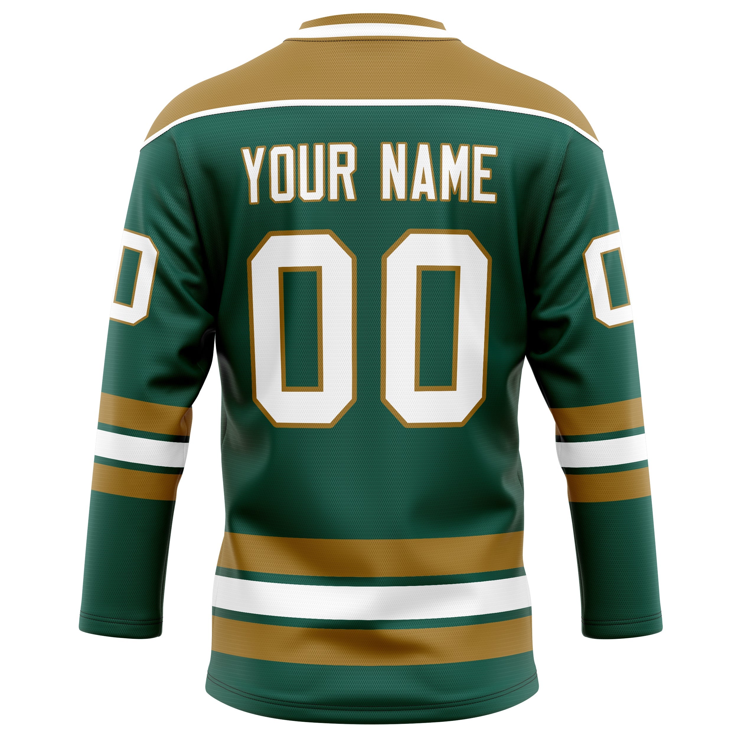 Custom Green Old Gold Solid Colour Hockey Jersey