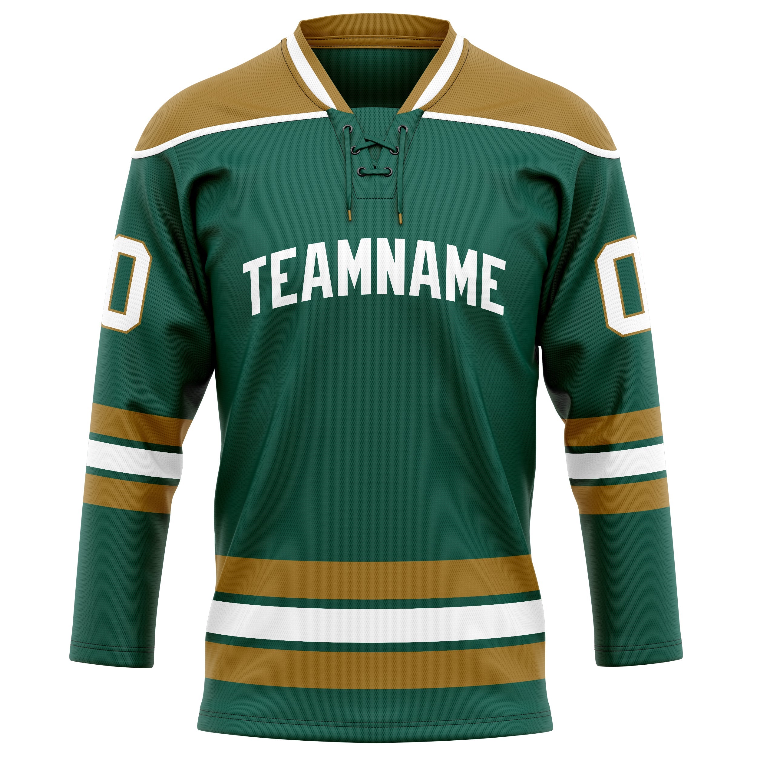 Custom Green Old Gold Solid Colour Hockey Jersey