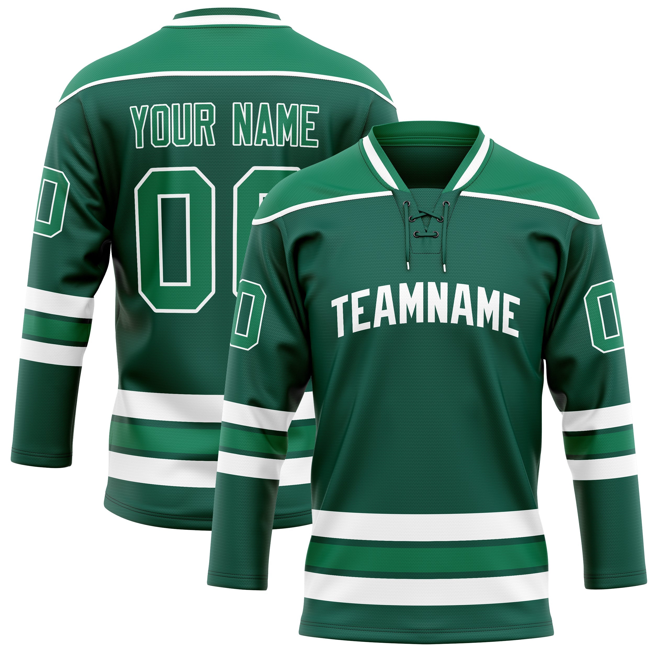 Custom Green White Solid Colour Hockey Jersey