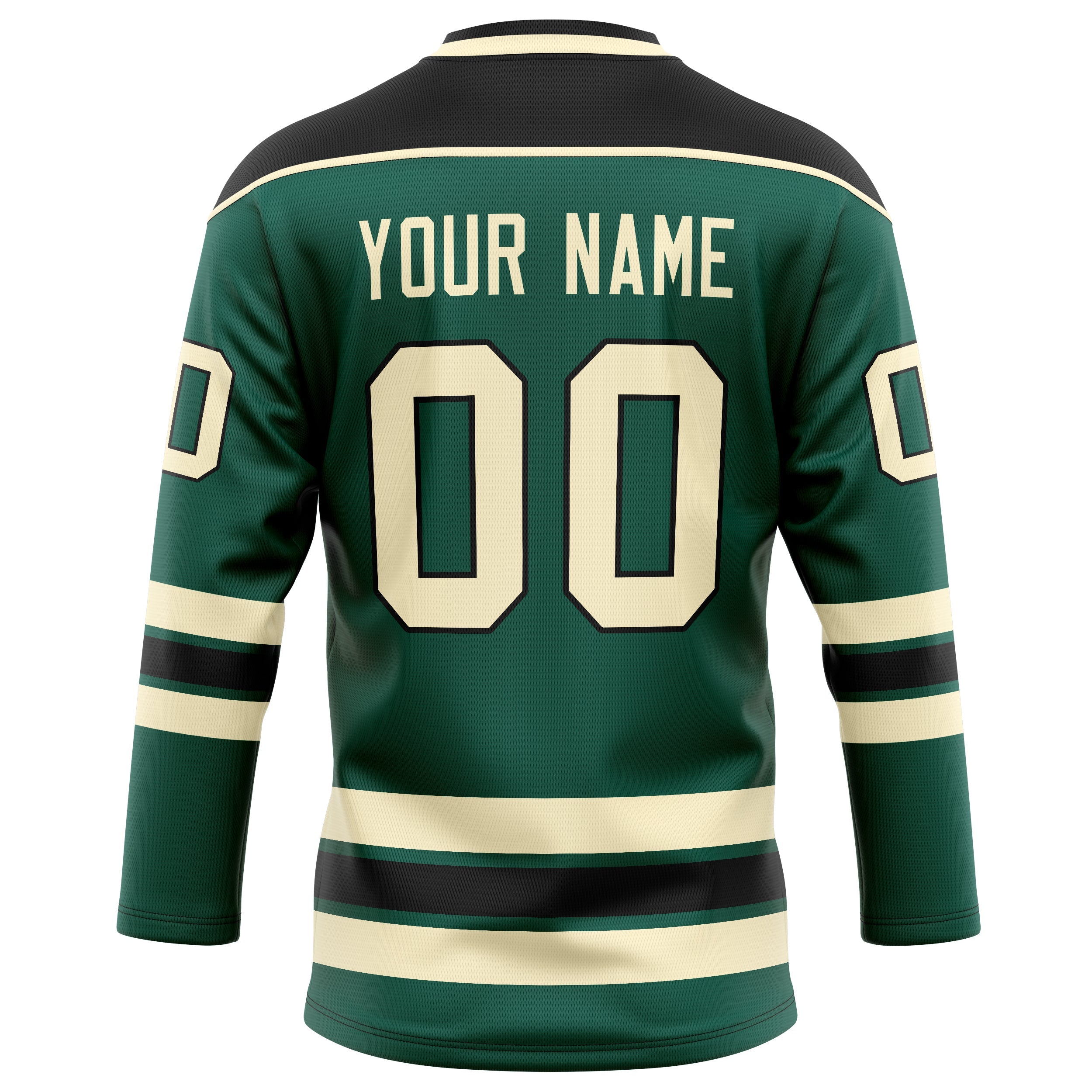 Custom Green Cream Solid Colour Hockey Jersey