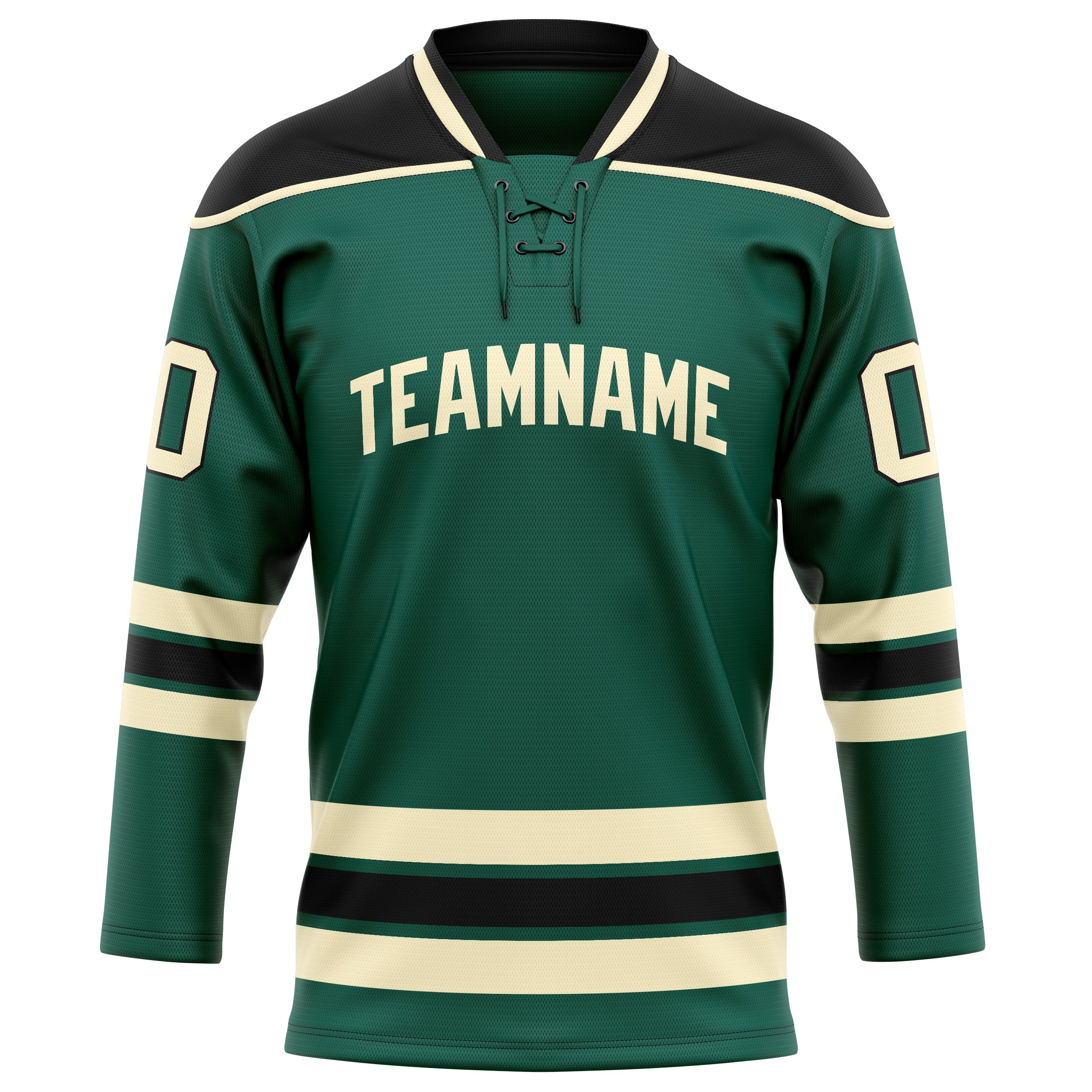 Custom Green Cream Solid Colour Hockey Jersey