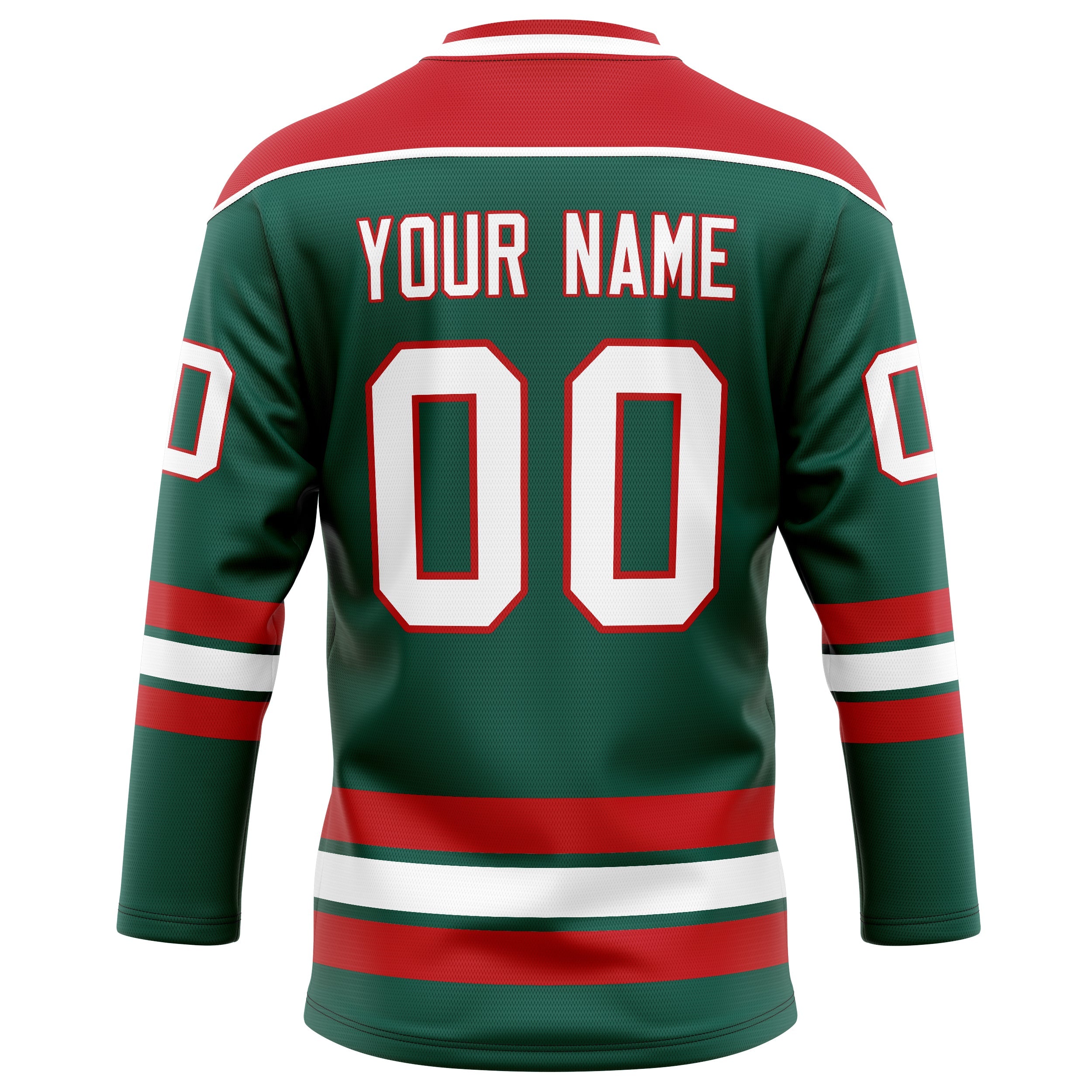 Custom Green Red Solid Colour Hockey Jersey