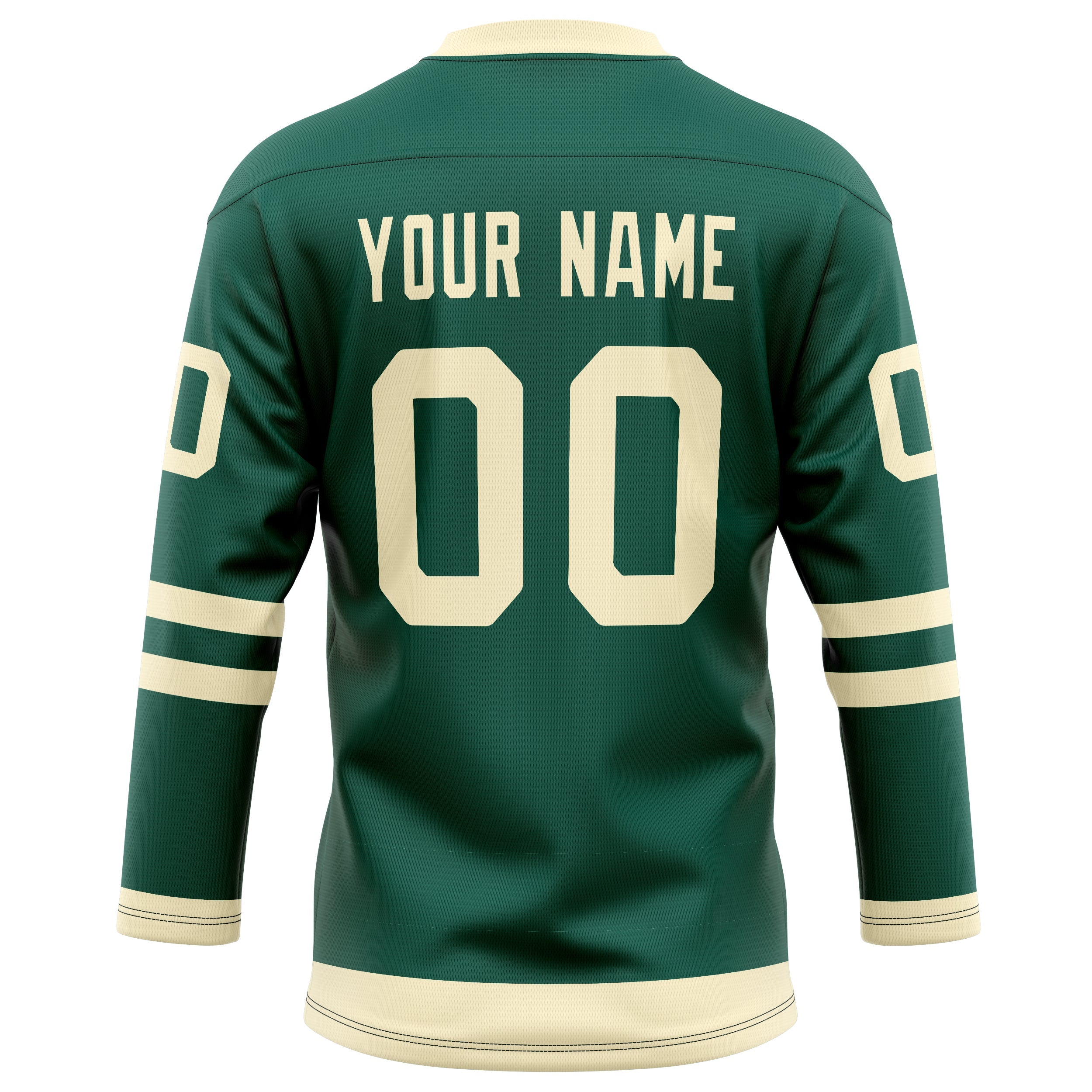Custom Green Cream Solid Colour Hockey Jersey