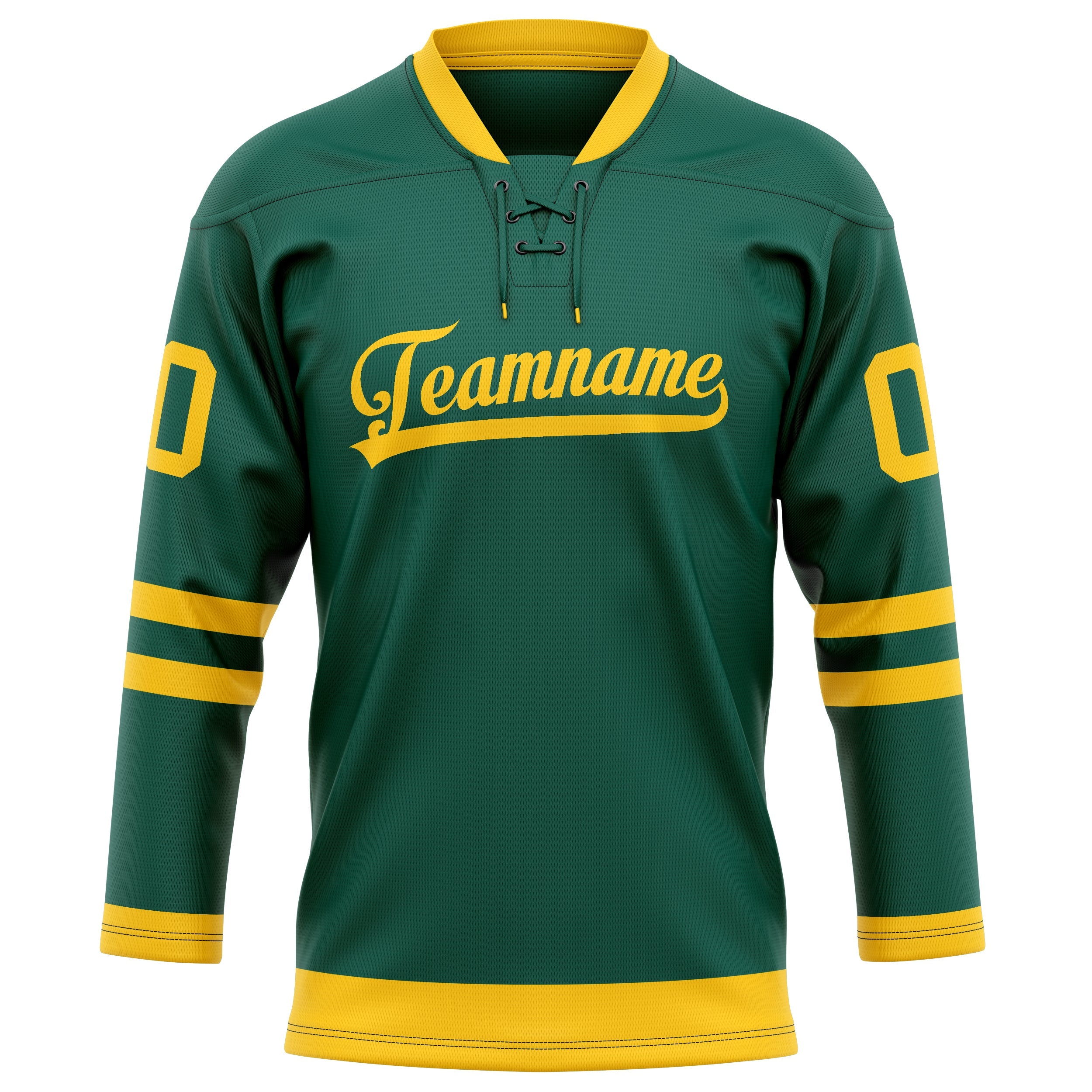Custom Green Gold Solid Colour Hockey Jersey