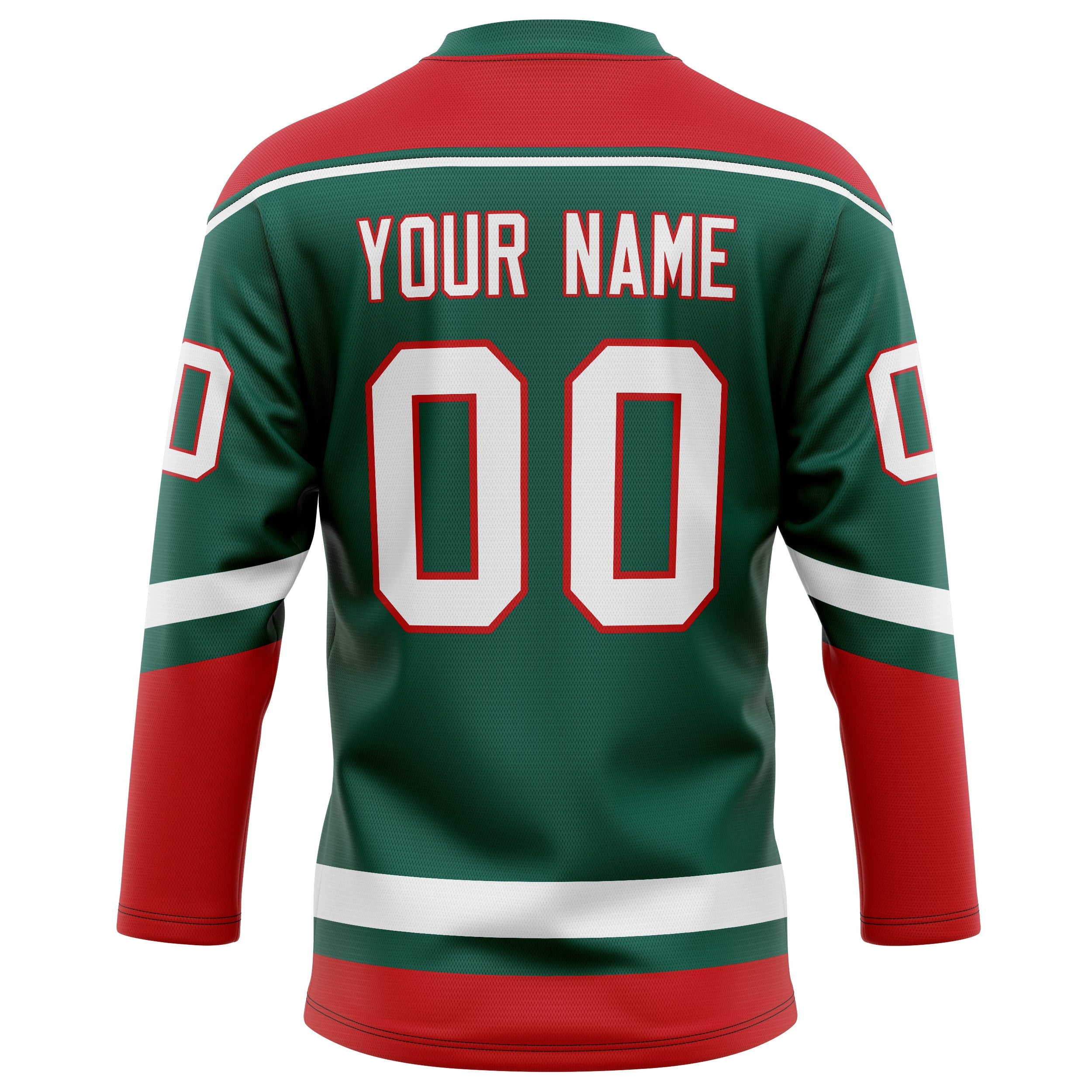 Custom Green Red Solid Colour Hockey Jersey